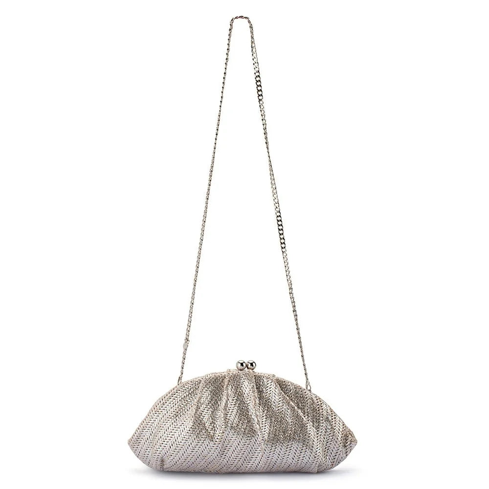 Olga Berg RITA Woven Clutch - Silver