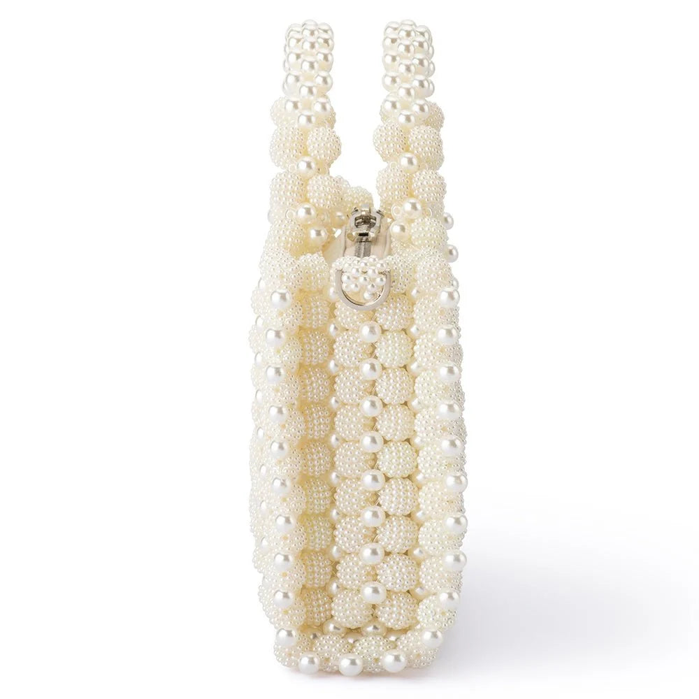 Olga Berg SALLY Beaded Top Handle Bag - Ivory