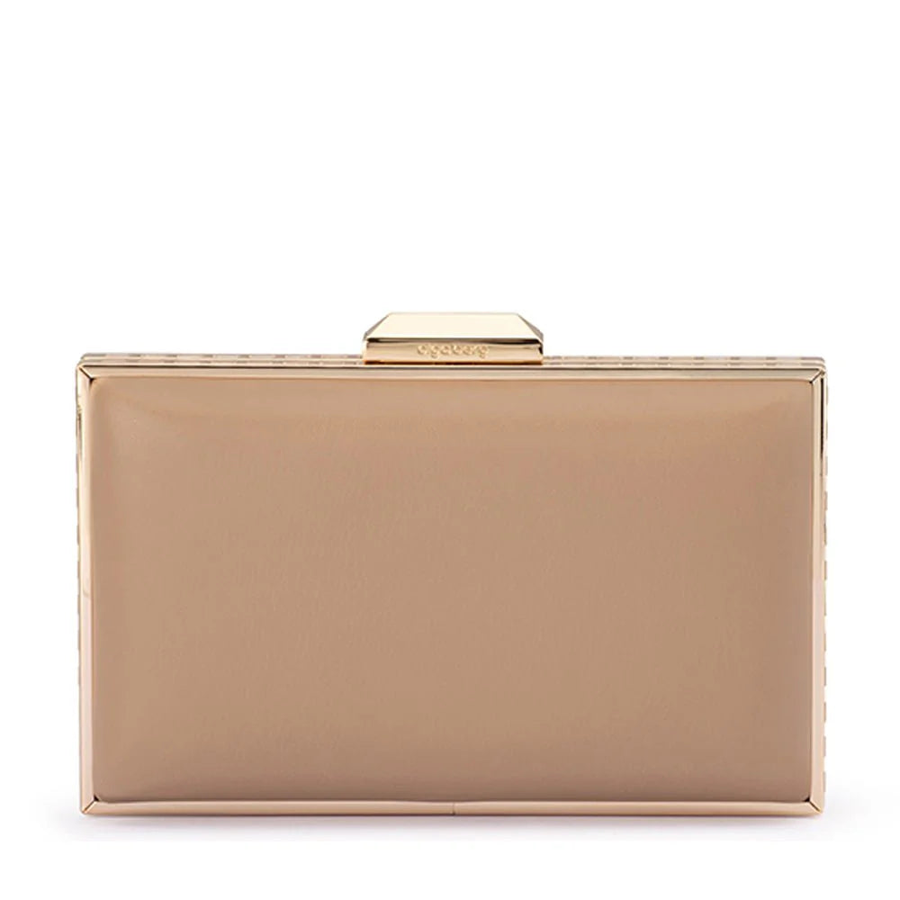 Olga Berg SAMMI Crystal Frame Clutch - Natural