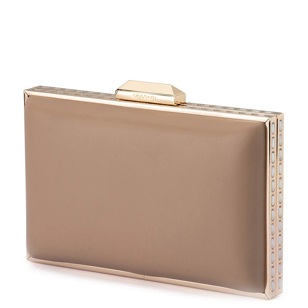 Olga Berg SAMMI Crystal Frame Clutch - Natural