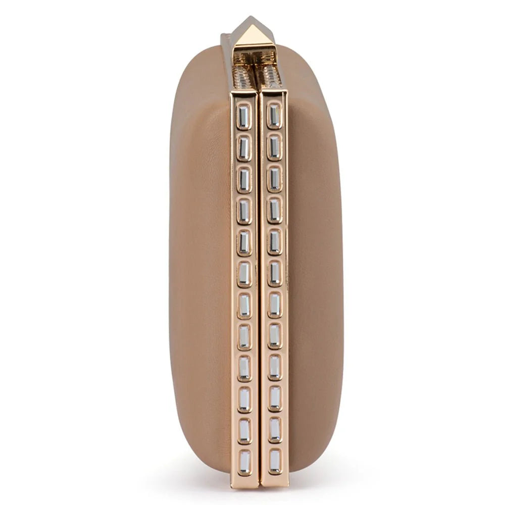 Olga Berg SAMMI Crystal Frame Clutch - Natural