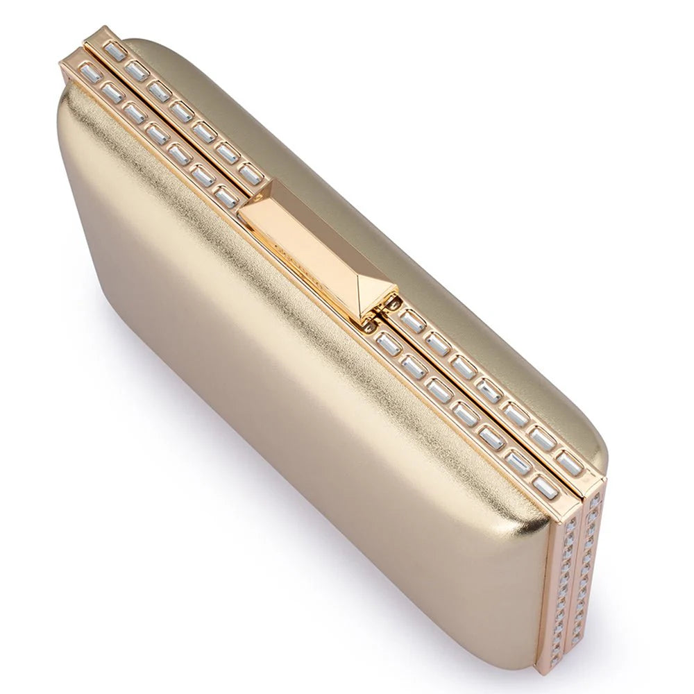 Olga Berg SAMMI Crystal Frame Clutch - Gold