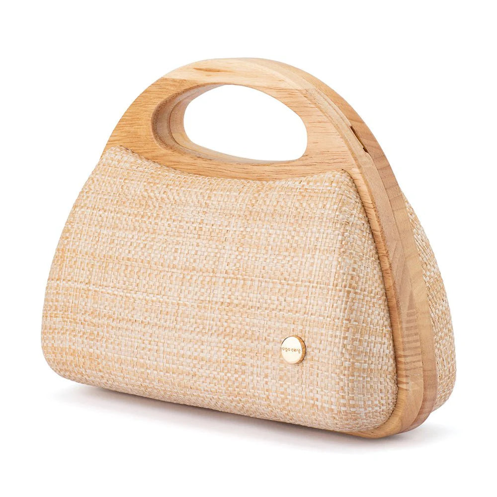 Olga Berg Sarah Wooden Frame Bag - Natural
