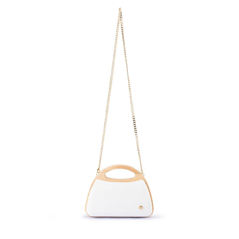 Olga Berg Sarah Wooden Frame Bag - White