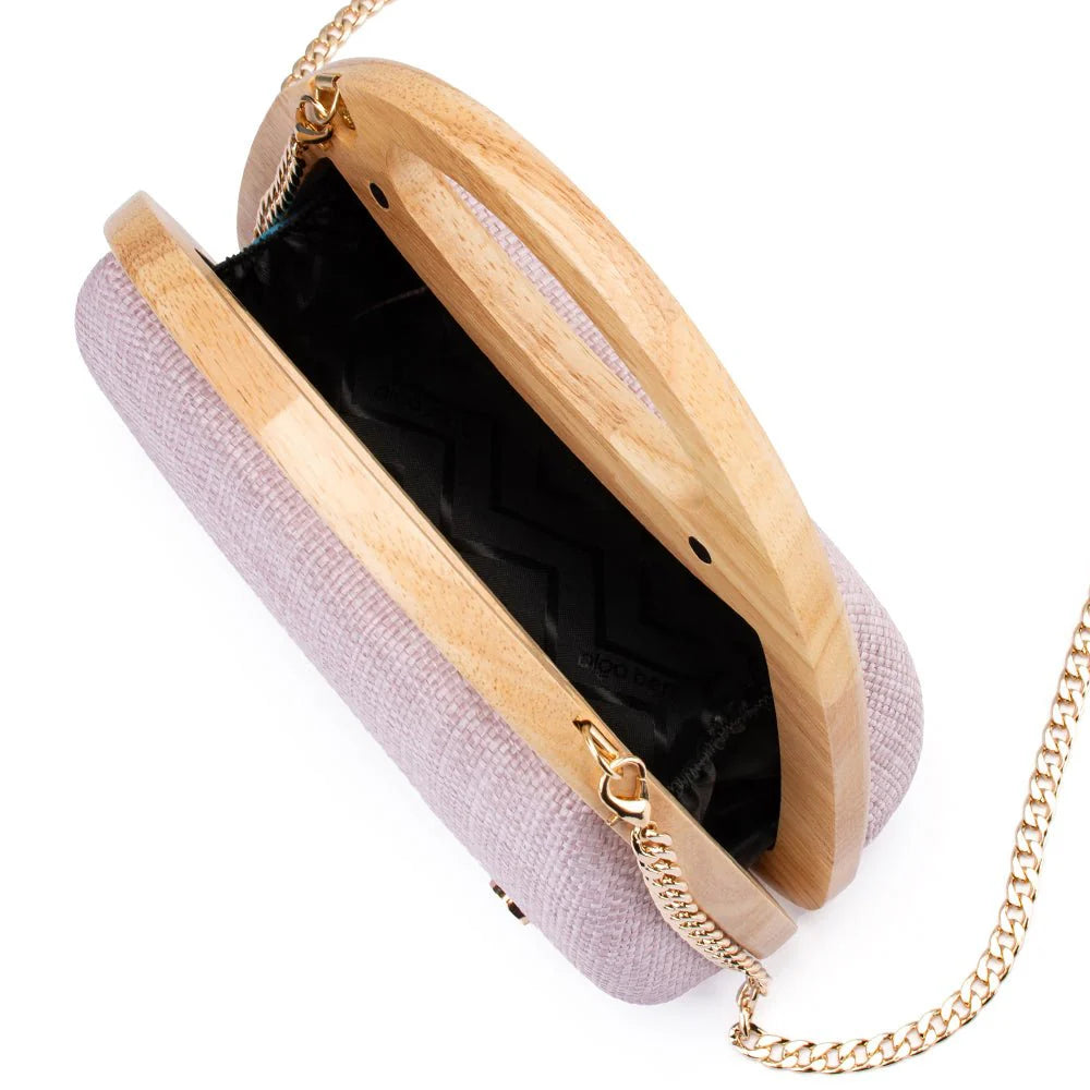 Olga Berg Sarah Wooden Frame Bag - Pink