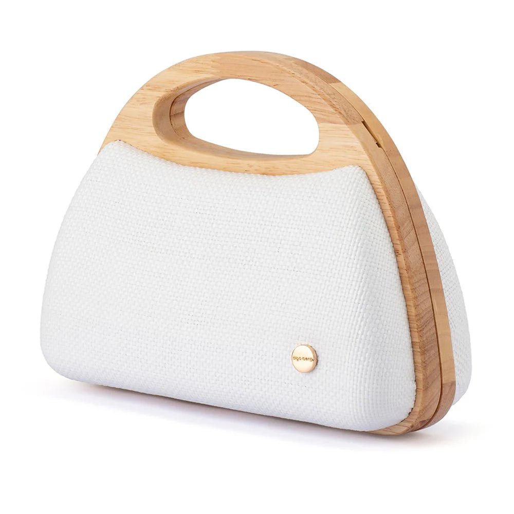 Olga Berg Sarah Wooden Frame Bag - White