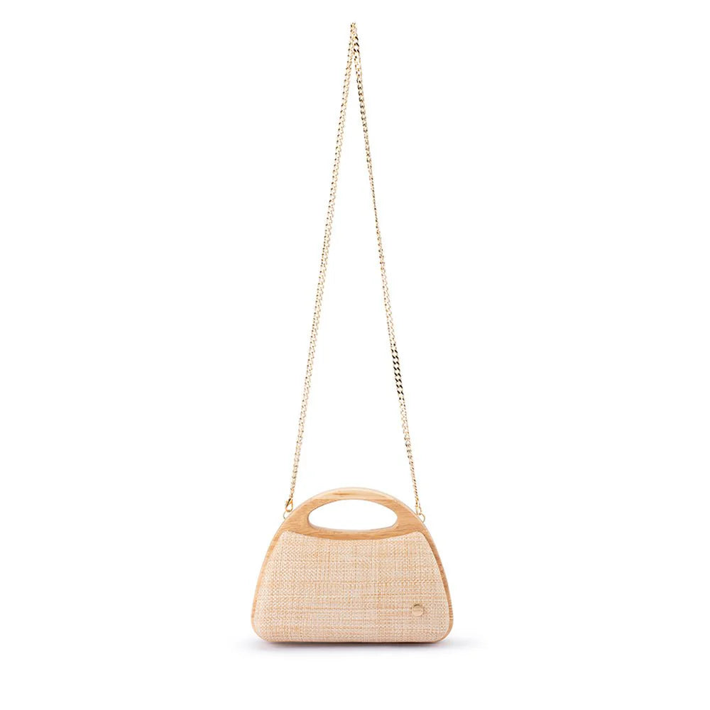 Olga Berg Sarah Wooden Frame Bag - Natural