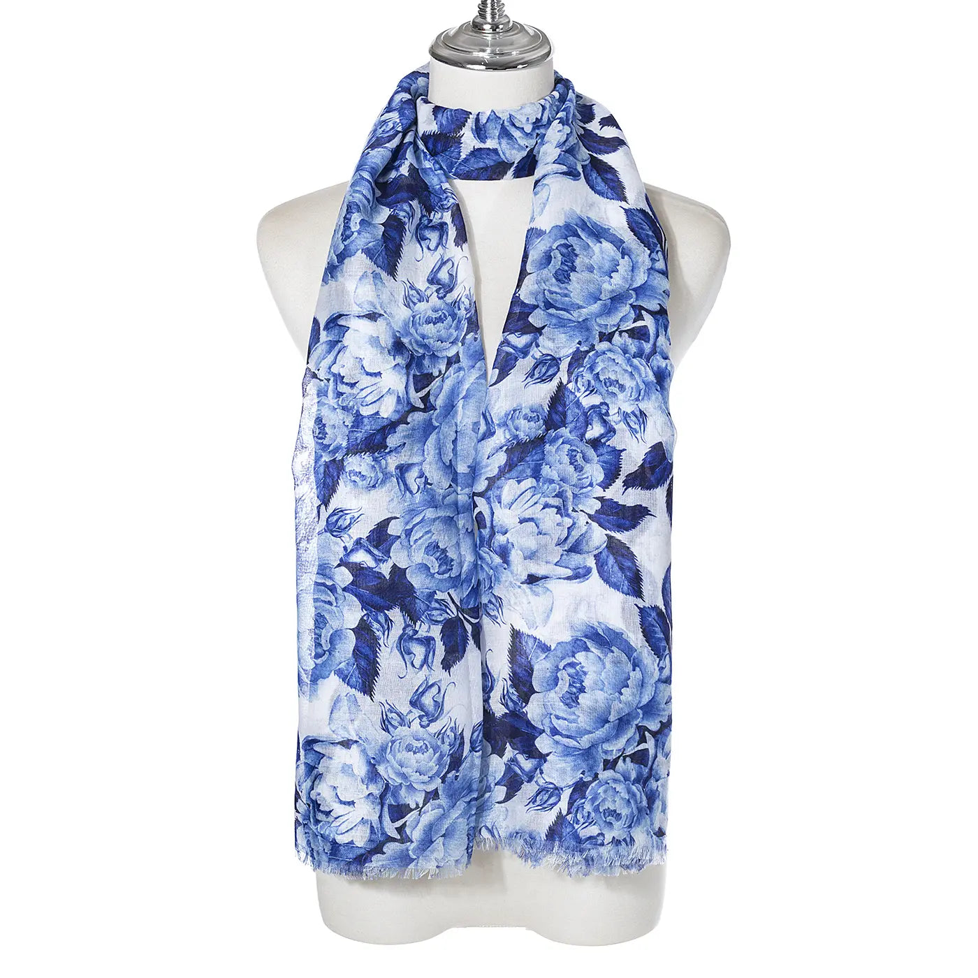 Ivys Blue Peony Blossom Scarf