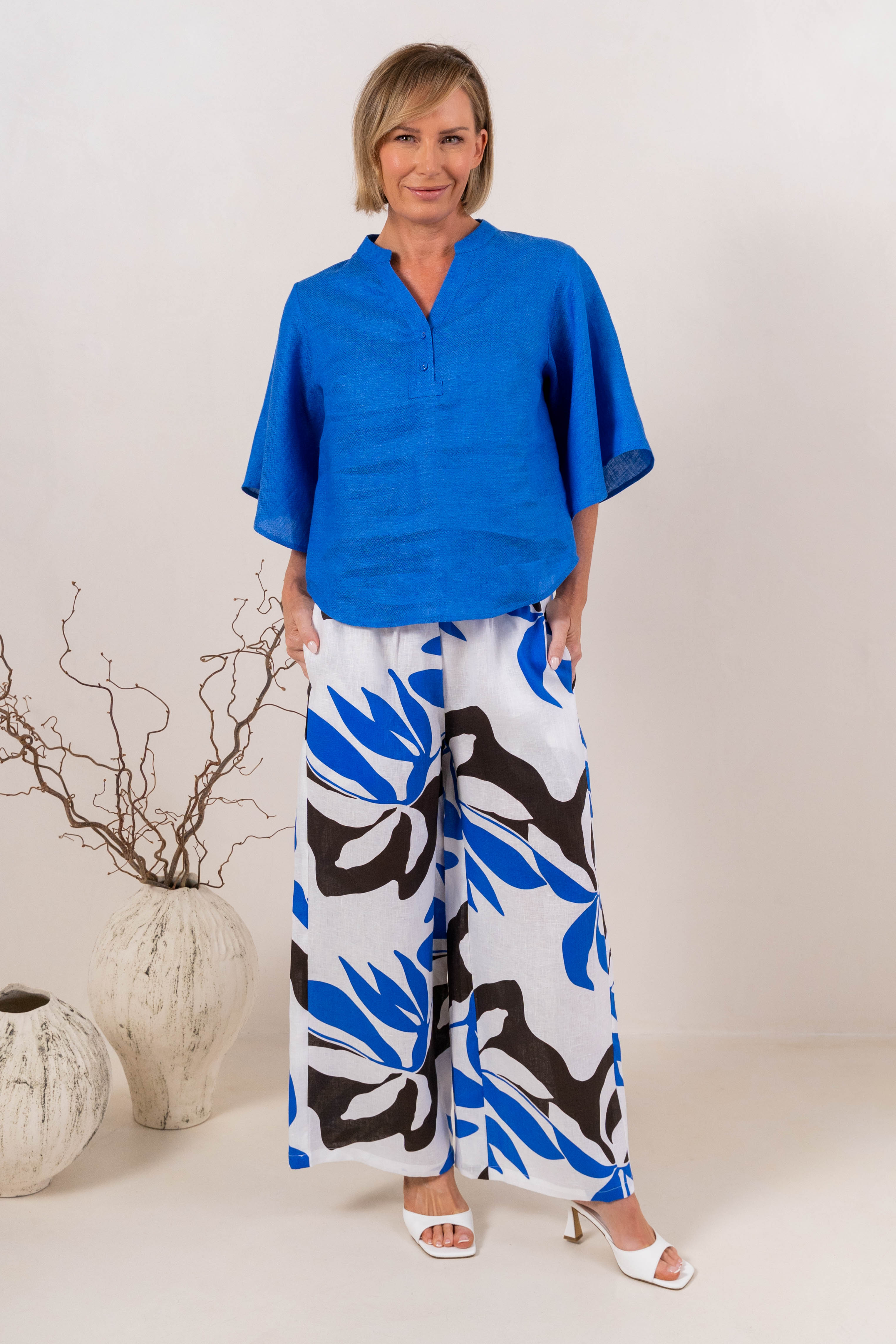 See Saw Drawstring Pant - Shadow Leaf Print