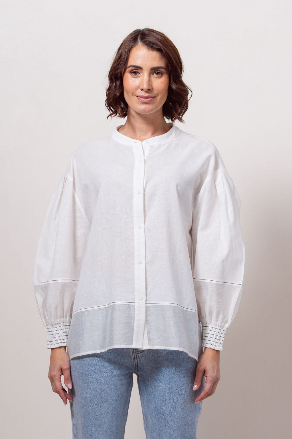 See Saw Shirring Back Shirt - White