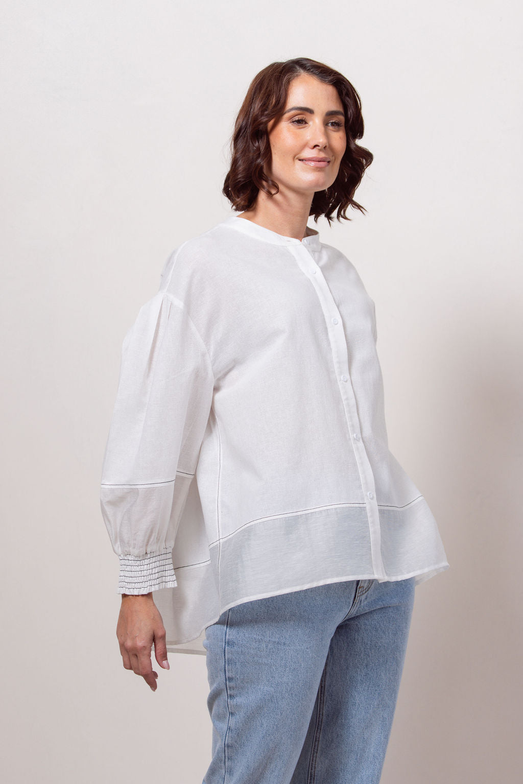 See Saw Shirring Back Shirt - White