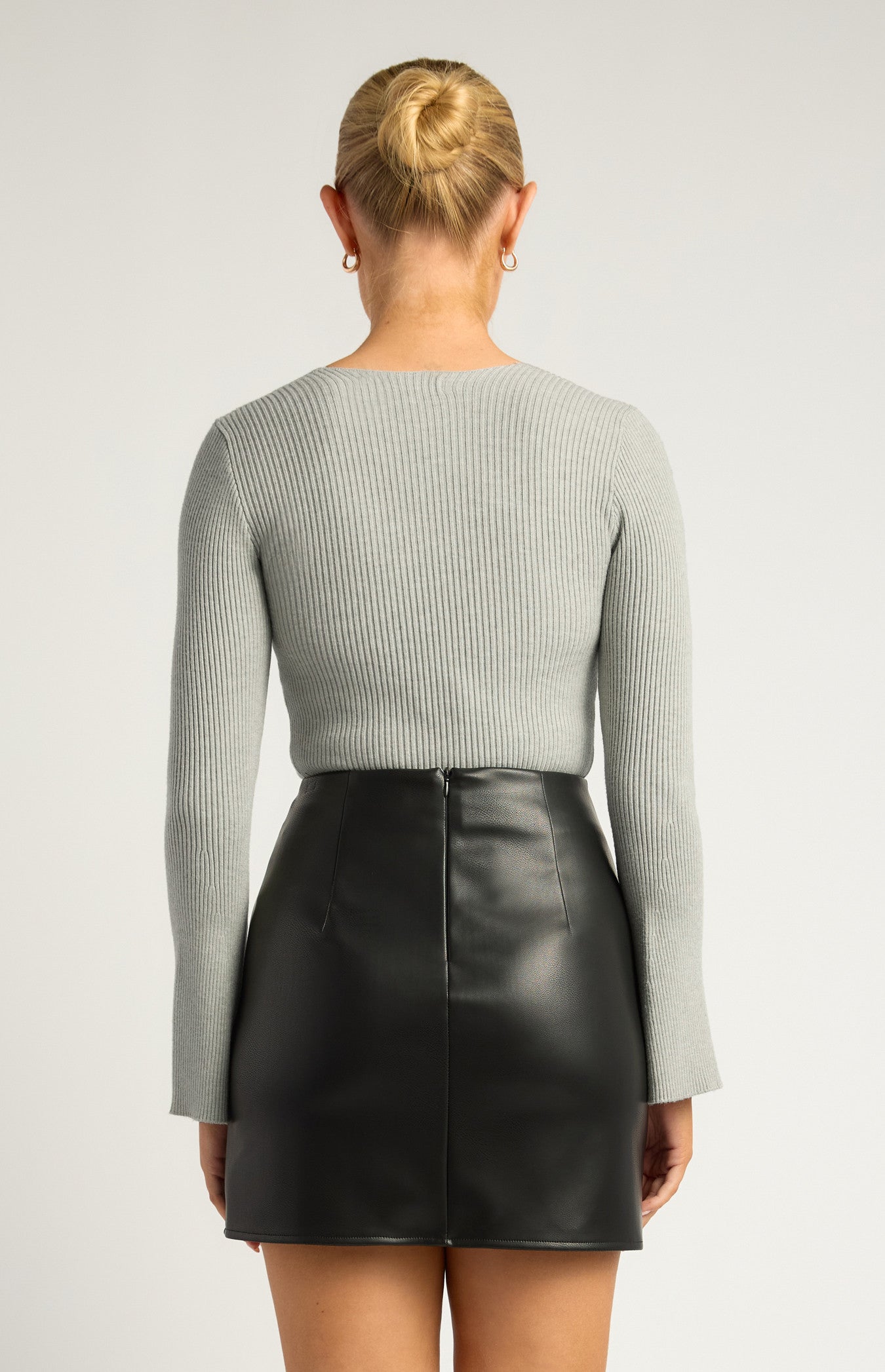 Style State V Neckline Flare Sleeves - Grey Marle