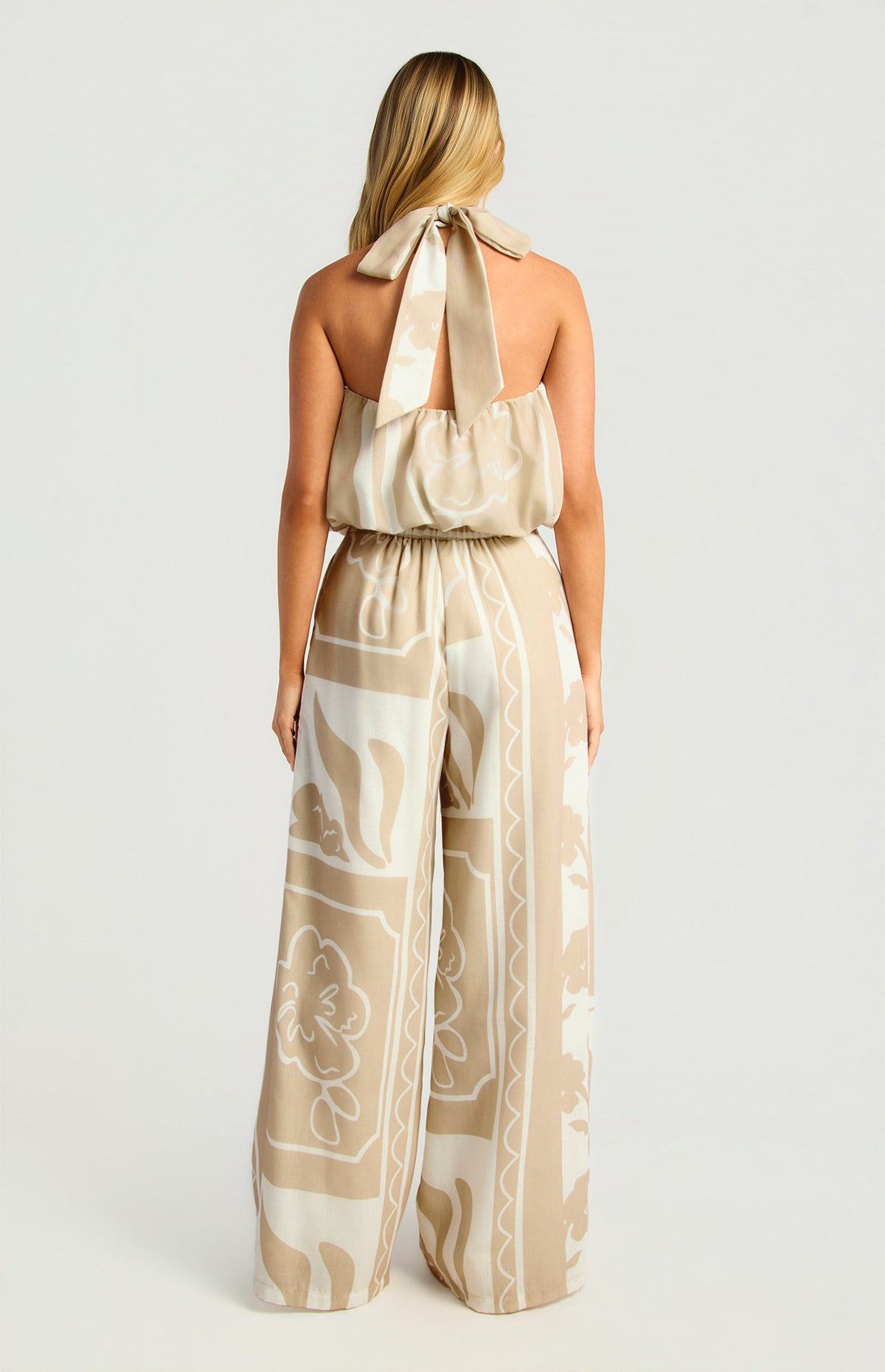 Style State Printed Bubble Hem Halter Top and Pants Set