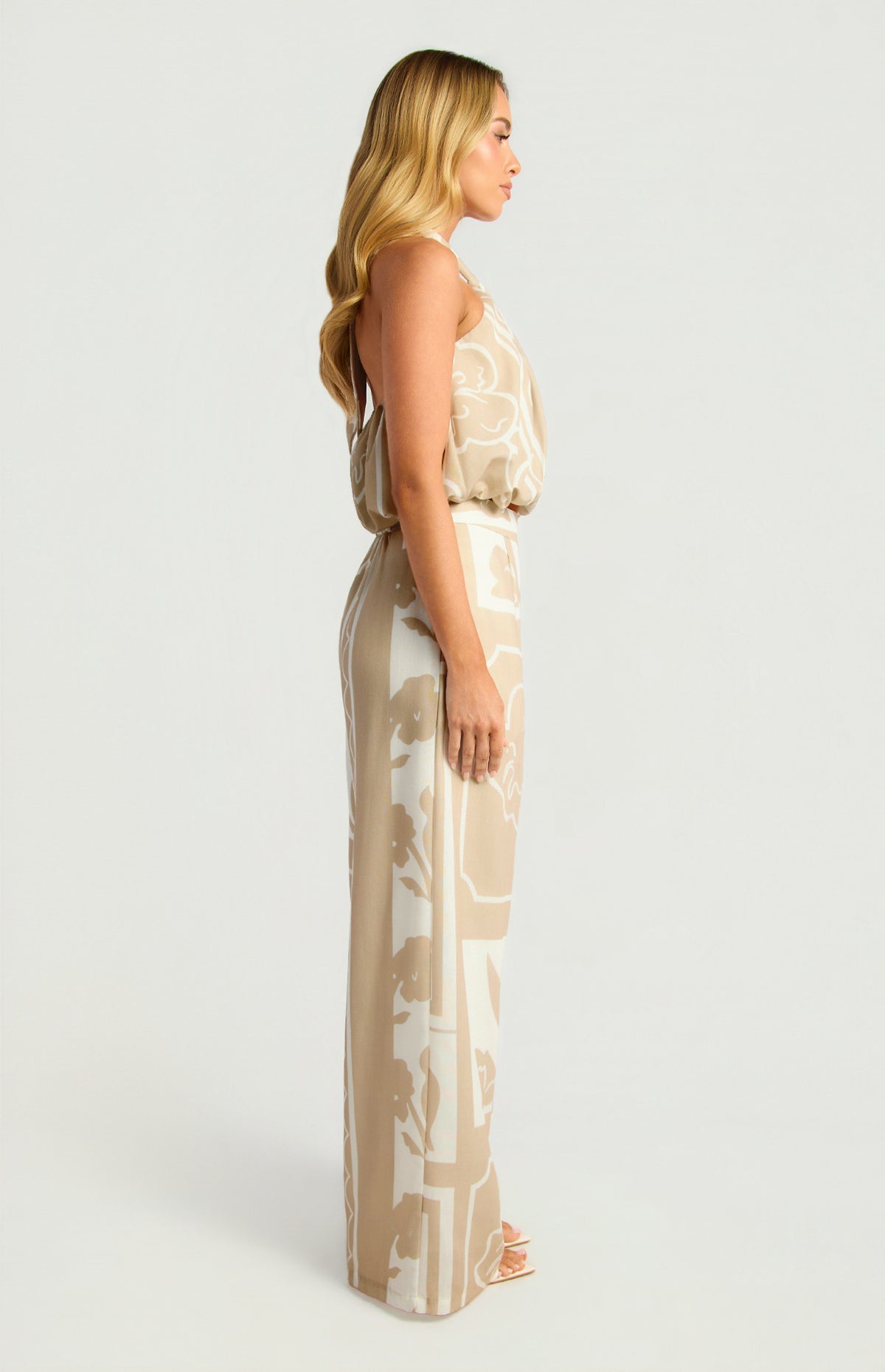 Style State Printed Bubble Hem Halter Top and Pants Set