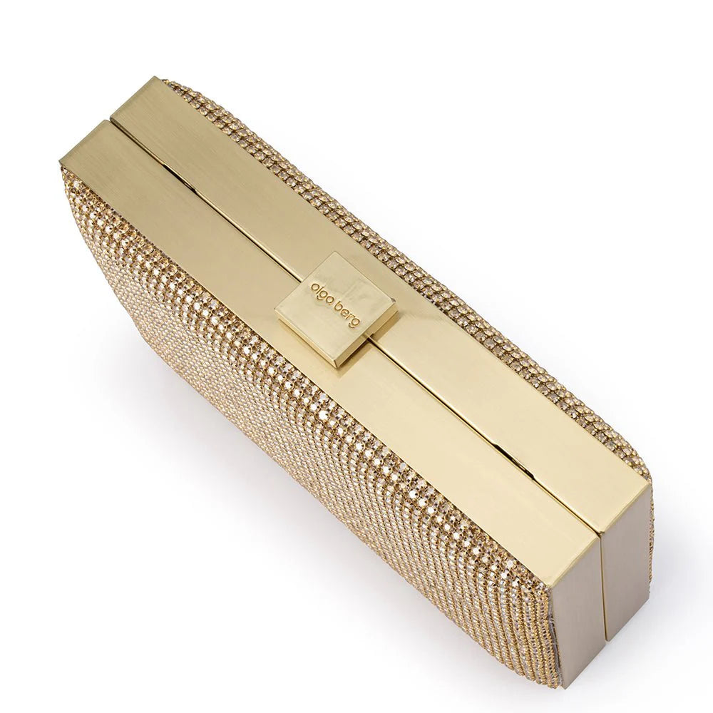 Olga Berg STEF Crystal Box Clutch - Gold