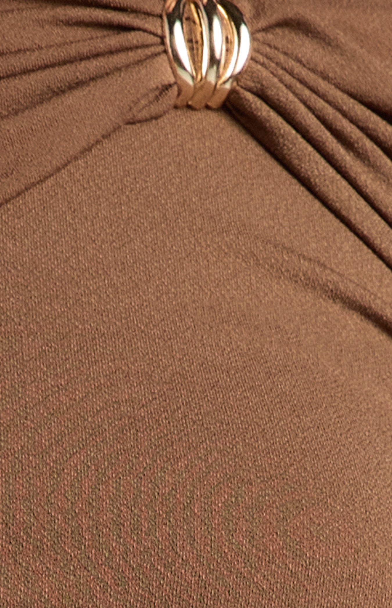 Style State Gold Embellishment Gathered Front Detail Jersey Top - Ash Brown