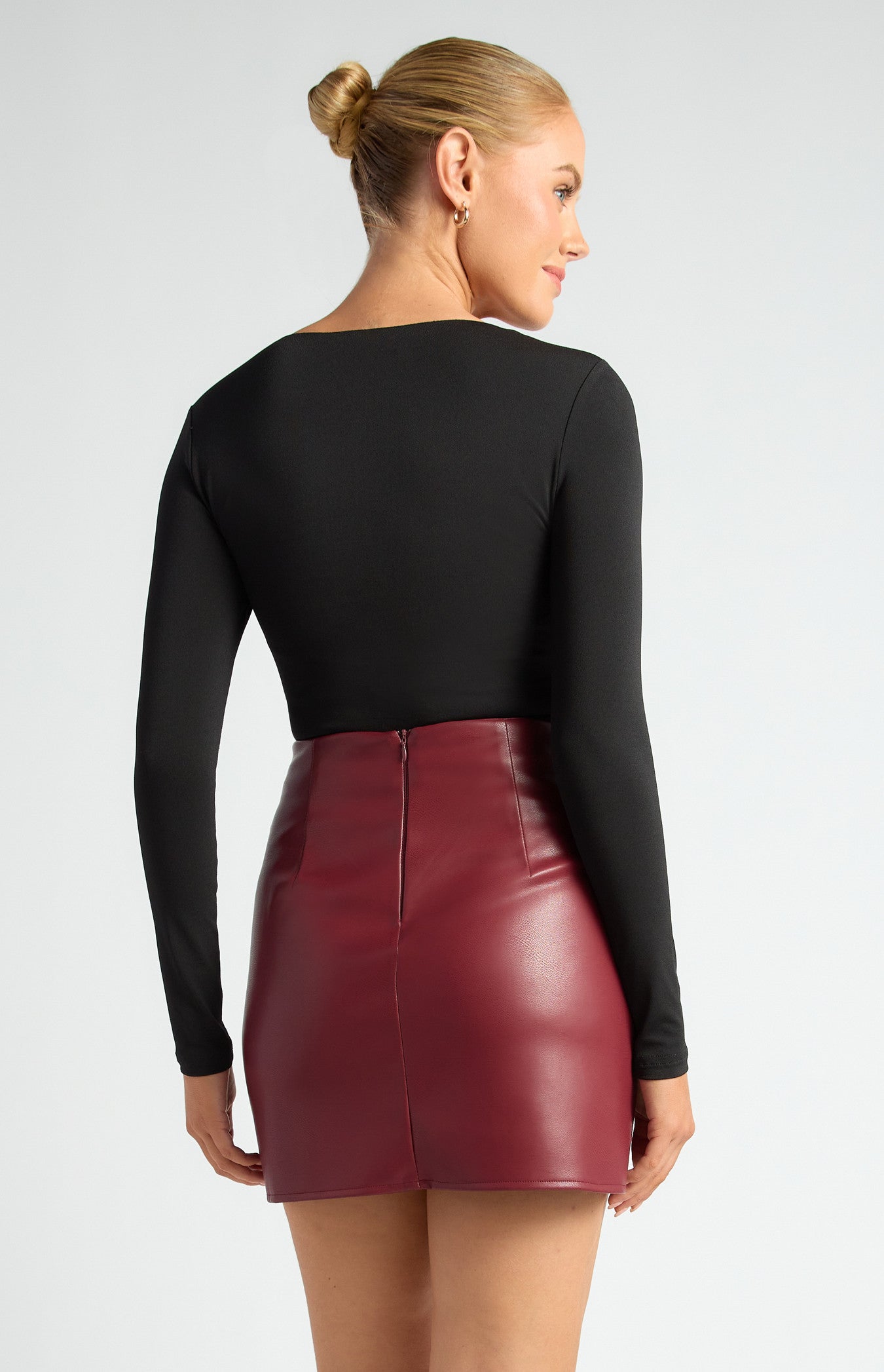 Style State Gold Embellishment Gathered Front Detail Jersey Top - Black