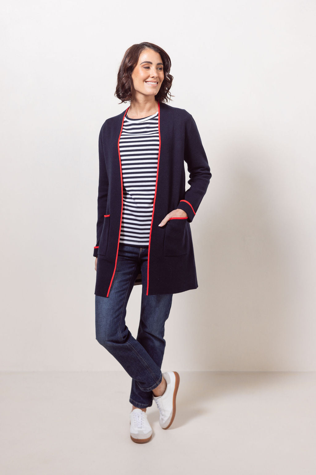 See Saw Stripe Long Sleeve Top - Navy/White