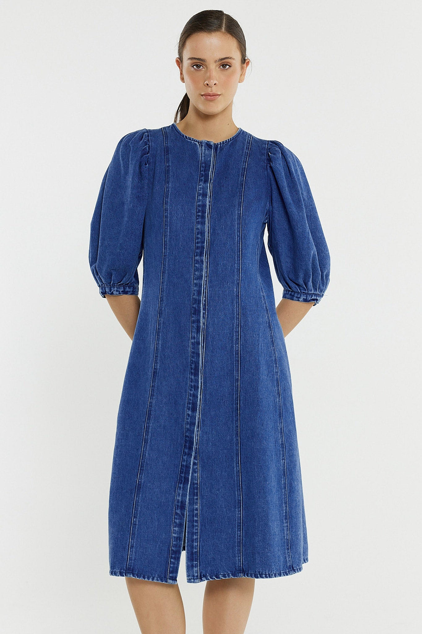 Sass Elijah Midi Denim Dress - Classic Blue