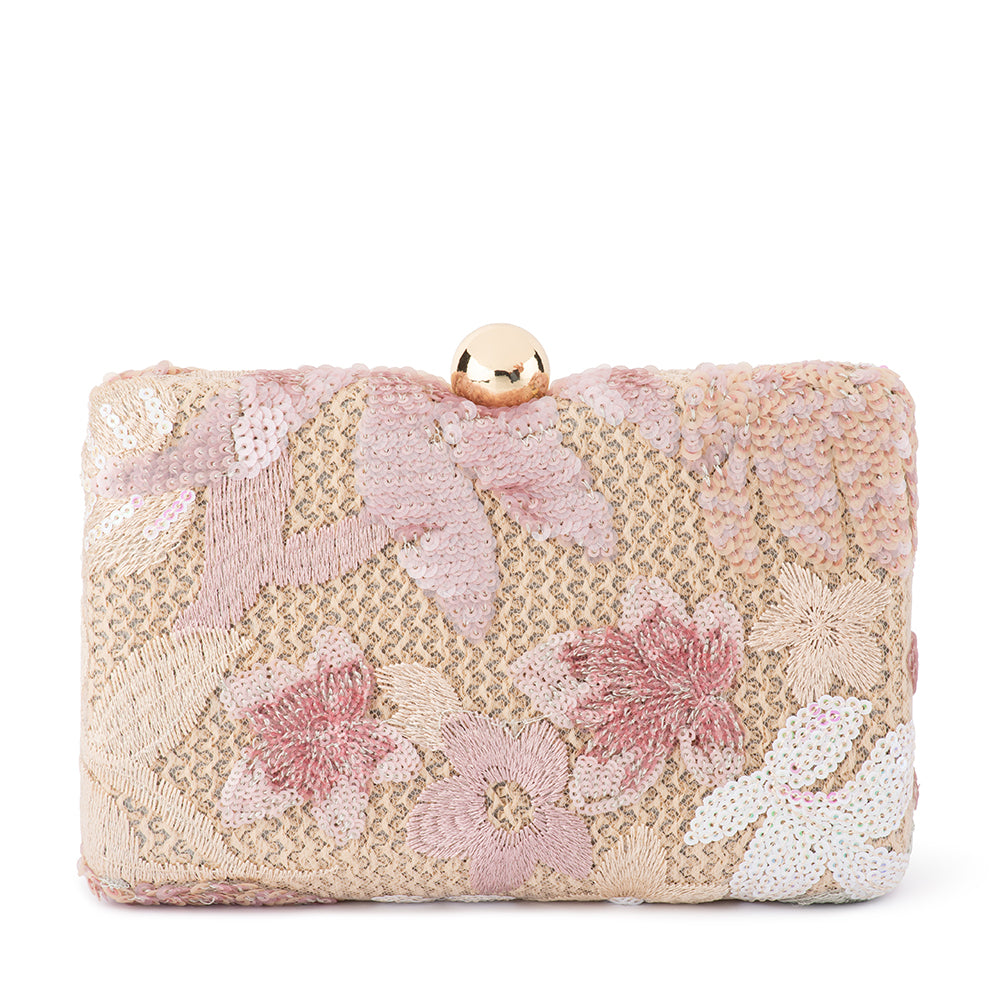 Olga Berg GRETA Floral Clutch - Blush