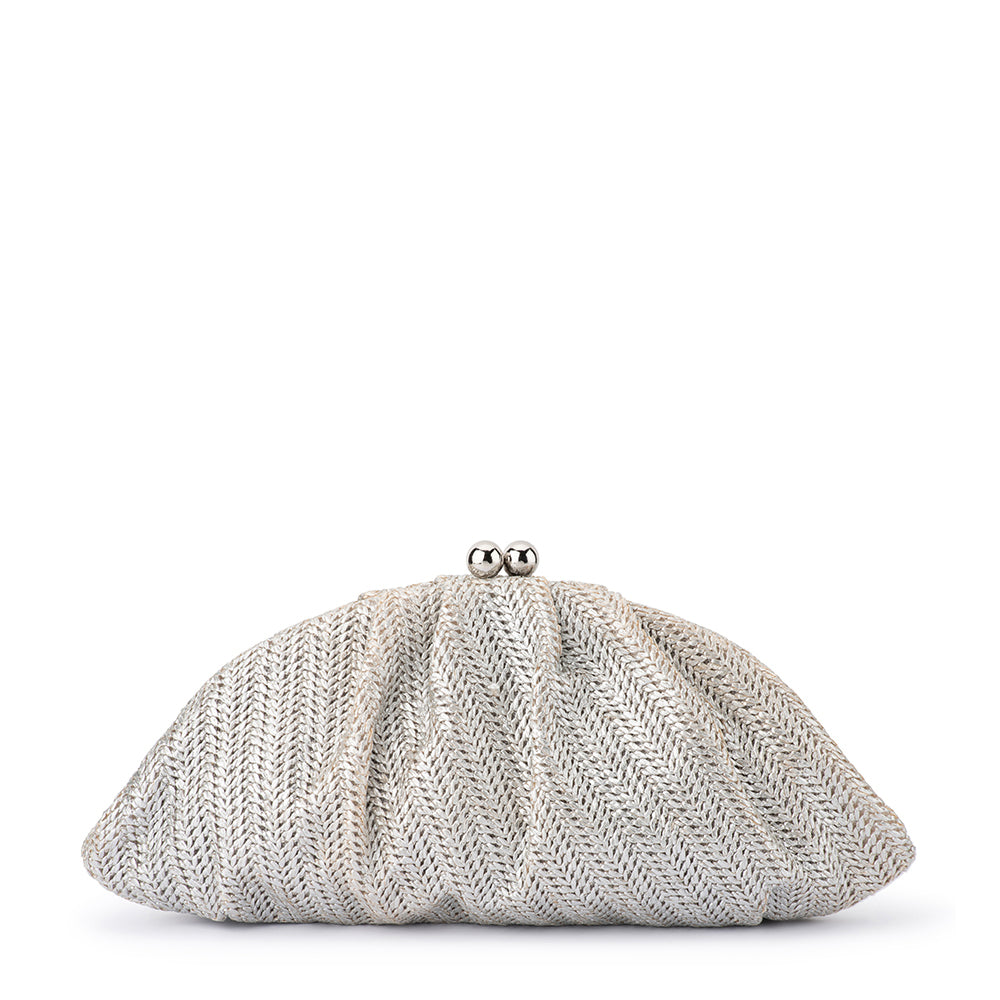 Olga Berg RITA Woven Clutch - Silver