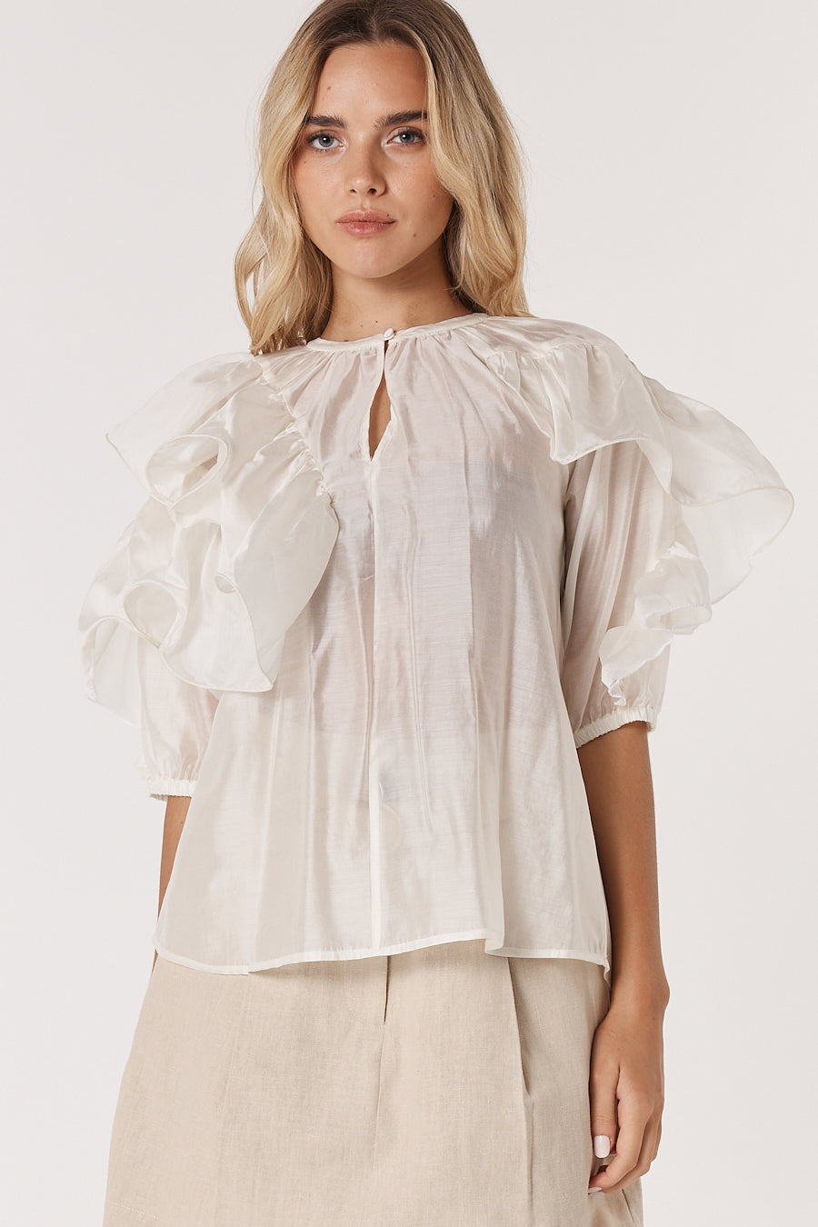 Fate+Becker Celeste Ruffled Blouse - Ivory