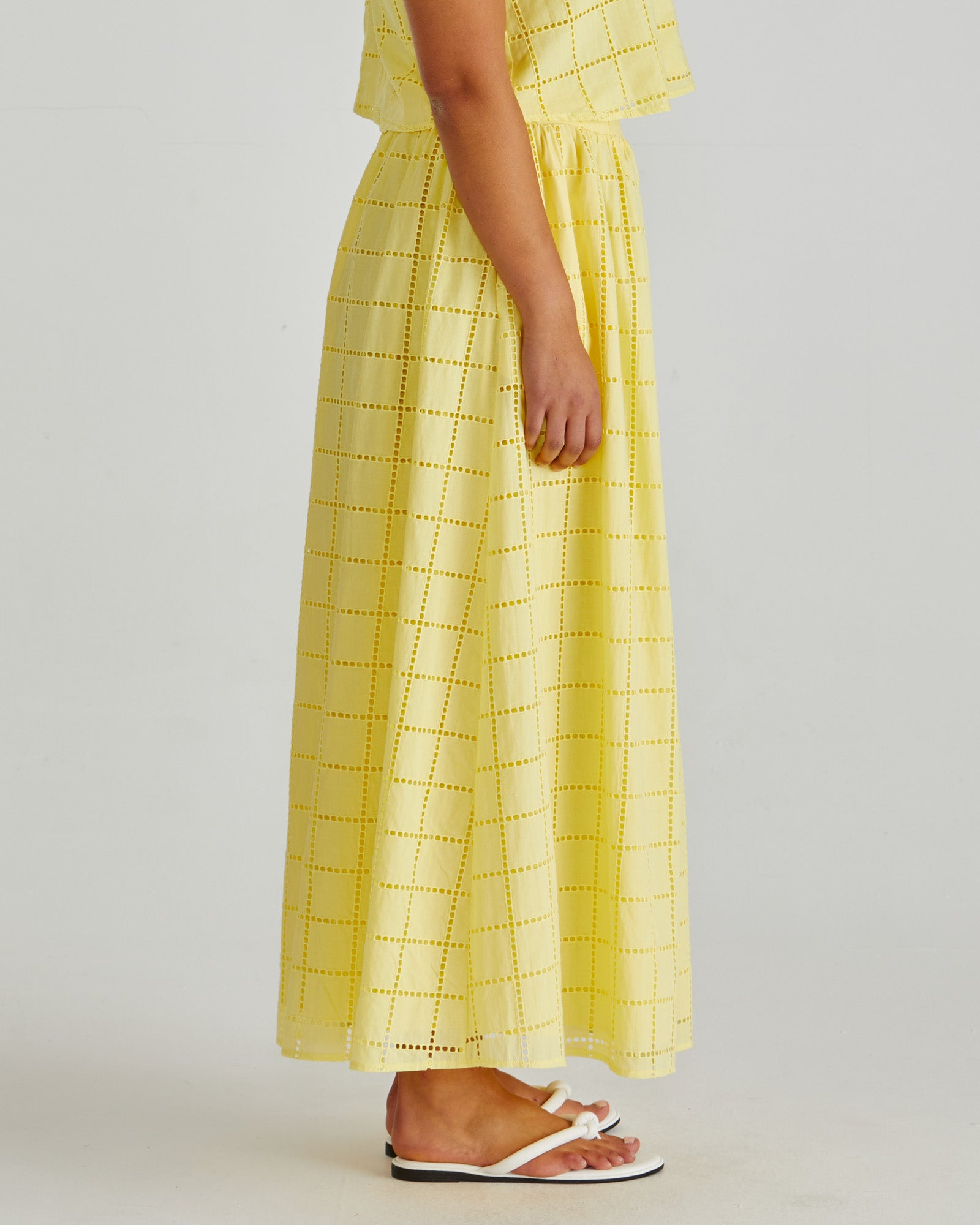 Sass Helmi Broderie Full Skirt - Yellow