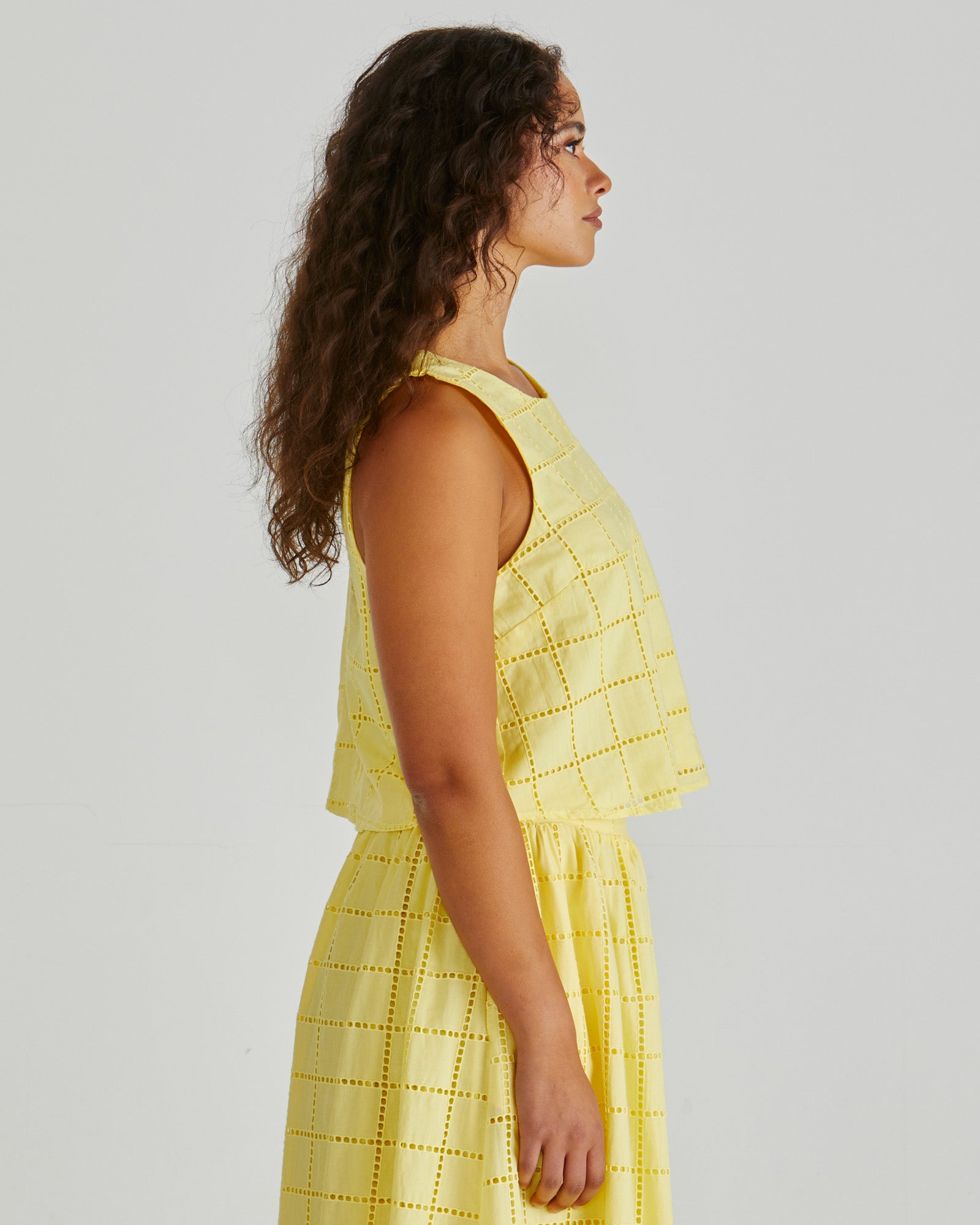 Sass Helmi Broderie Tank - Yellow