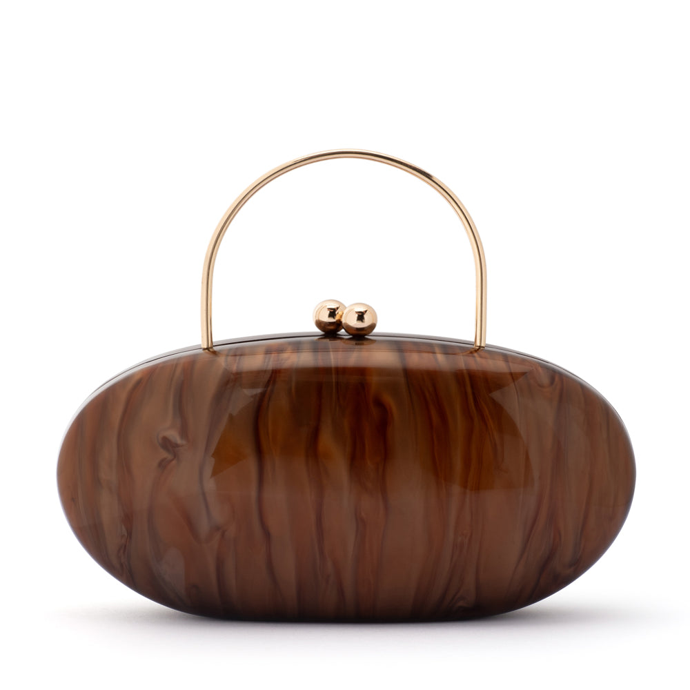 Olga Berg IMELDA Acrylic Top Handle bag - Chocolate