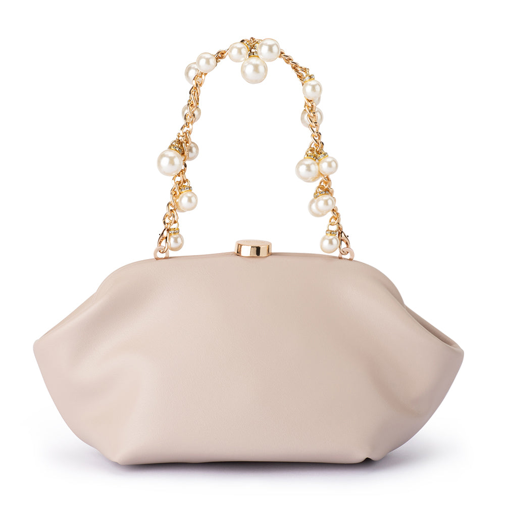 Olga Berg MARINA Pearl Clutch - Natural
