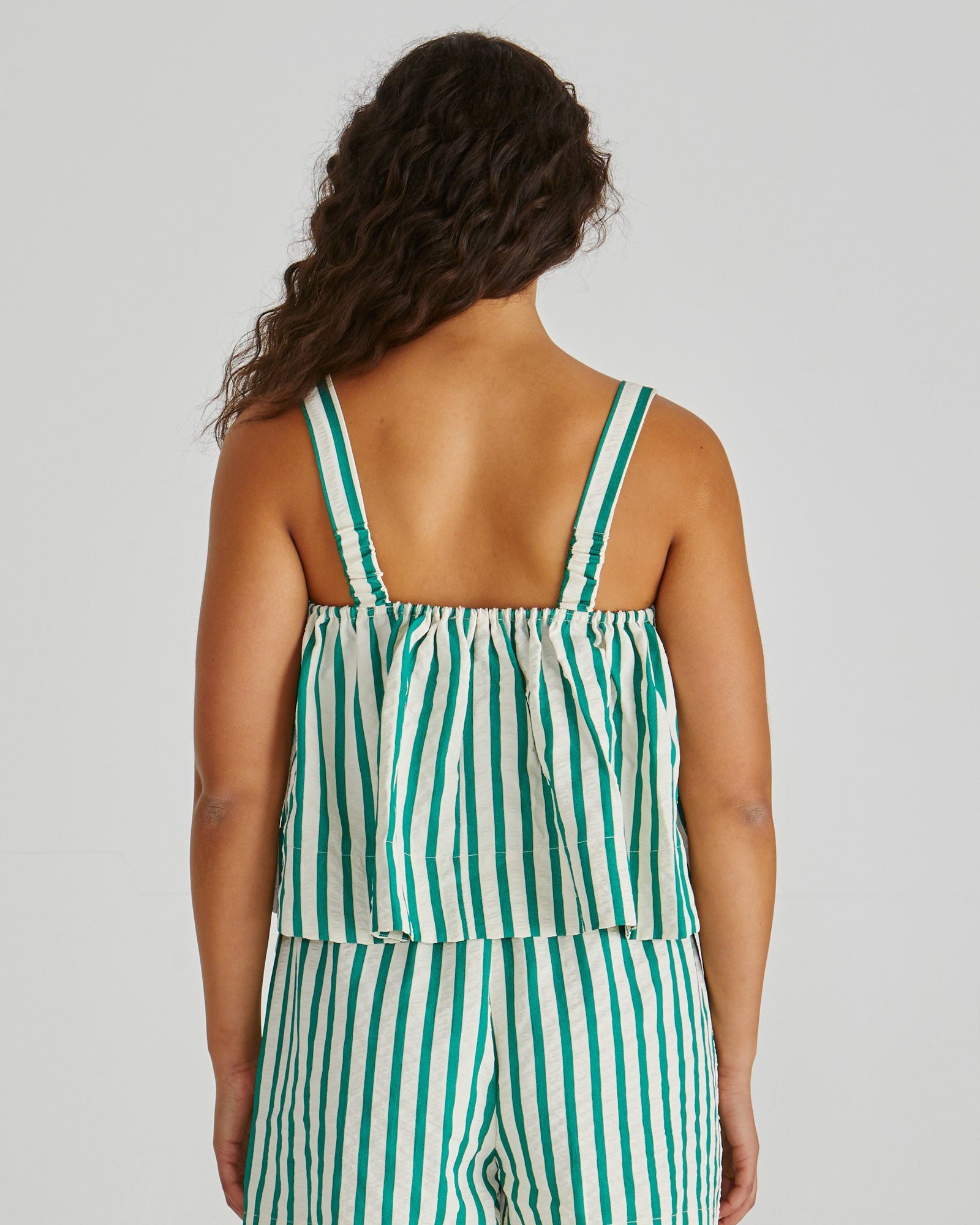 Sass Henri Baby Doll Top - Green Stripe