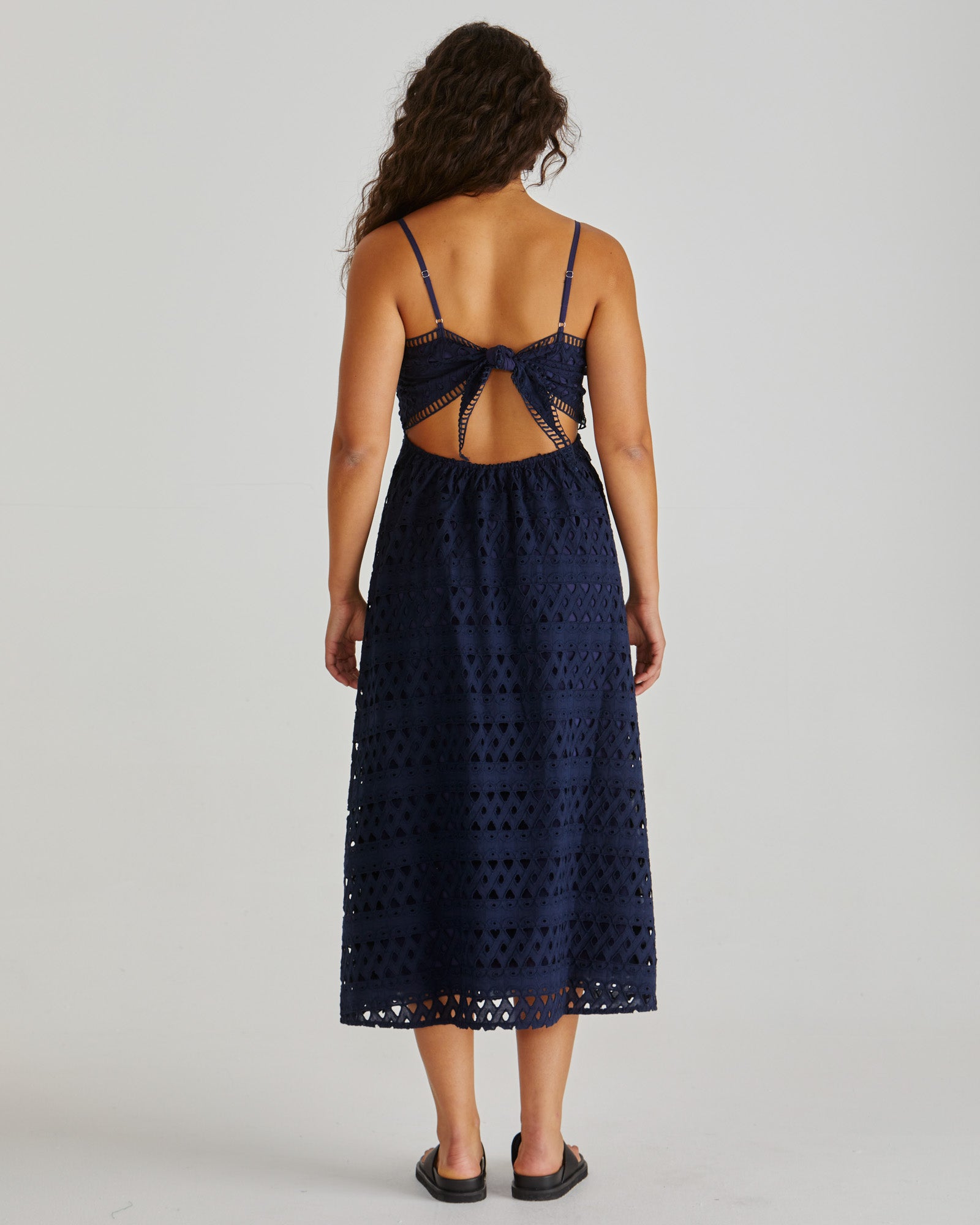 Sass Steva Kali Broderie Dress - Navy