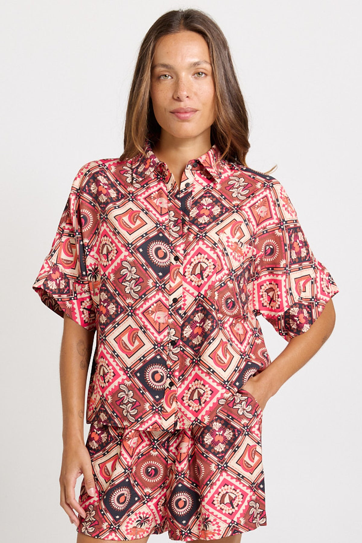 Betty Basics Sunset Shirt - Coco Print