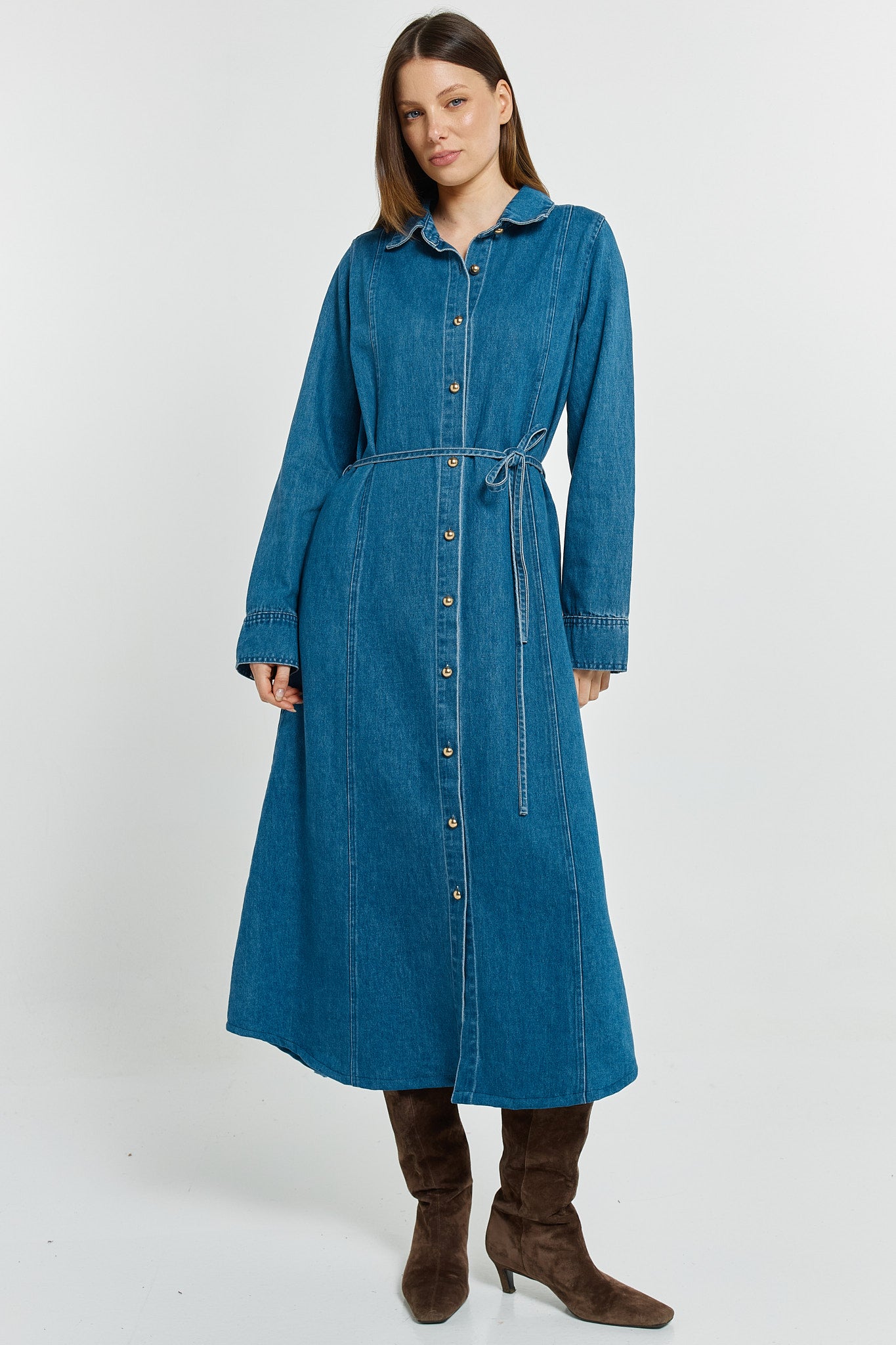 Betty Basics Nico Denim Dress - Mid Blue
