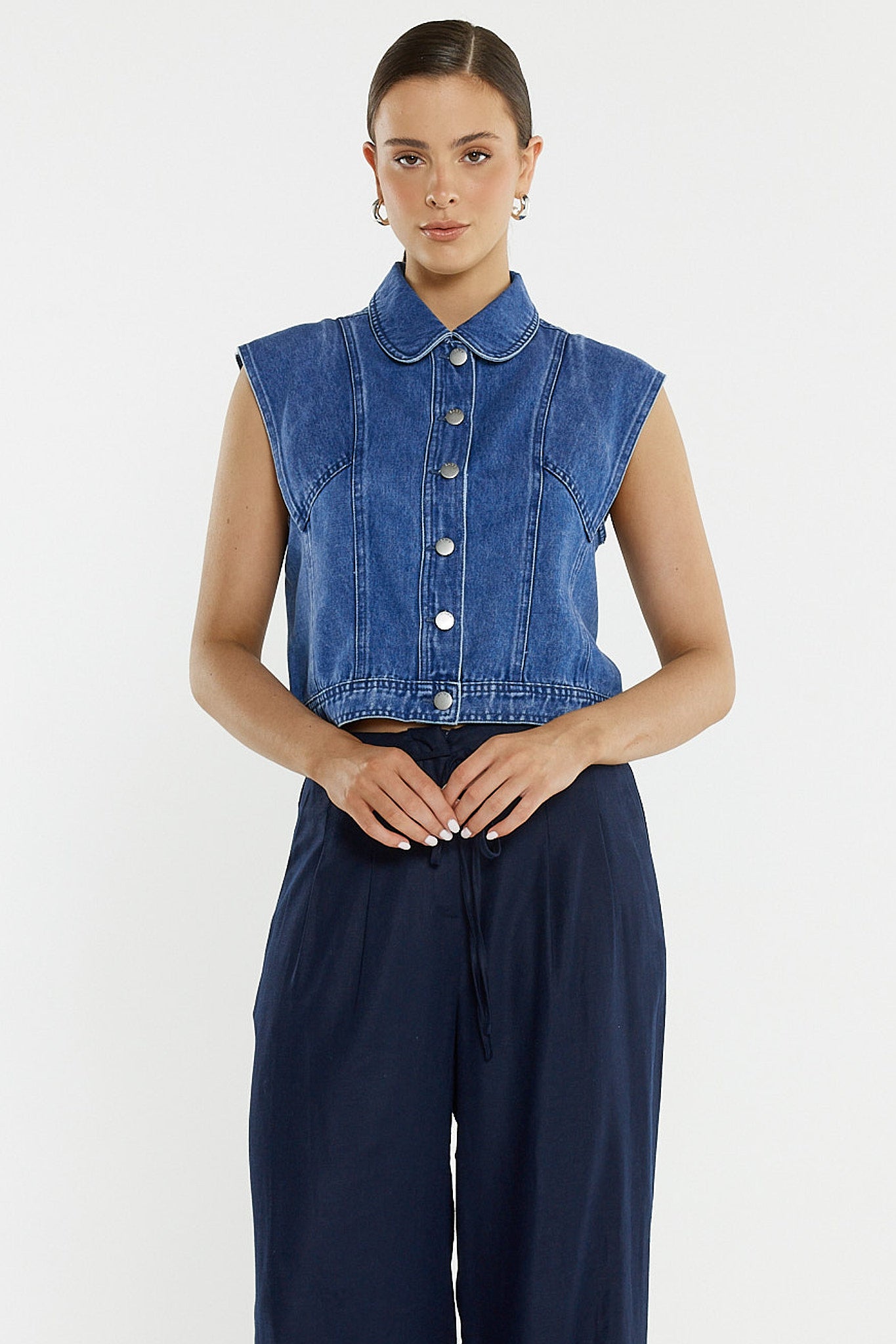Sass Christian Denim Vest - Classic Blue