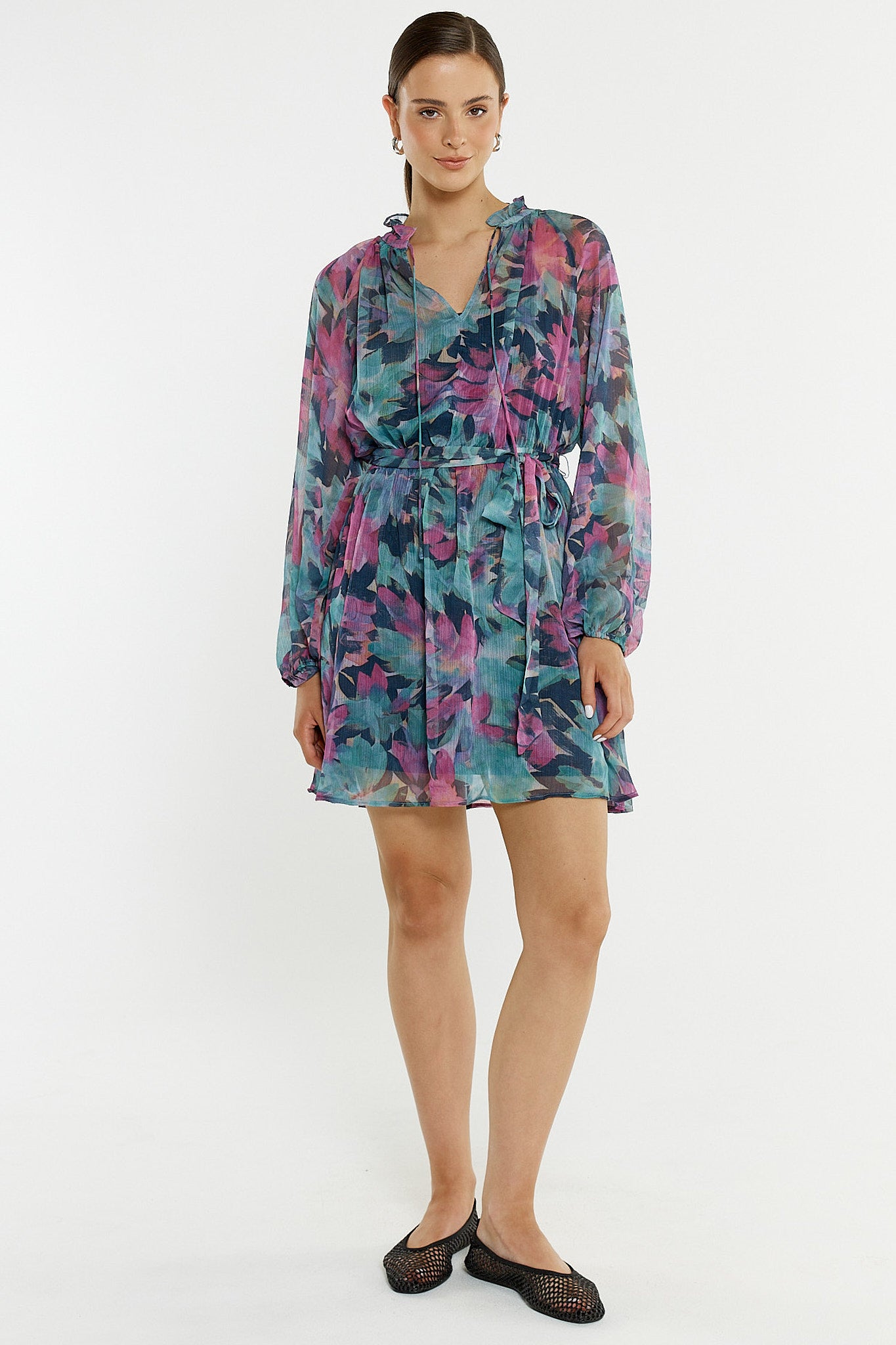 Sass Willow Tie Front Dress - Native Orchid