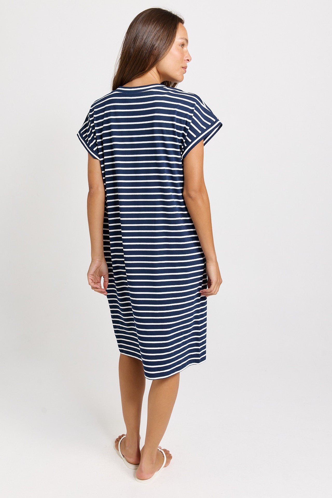 Betty Basics Zena T-Shirt Dress - Navy/White Stripe