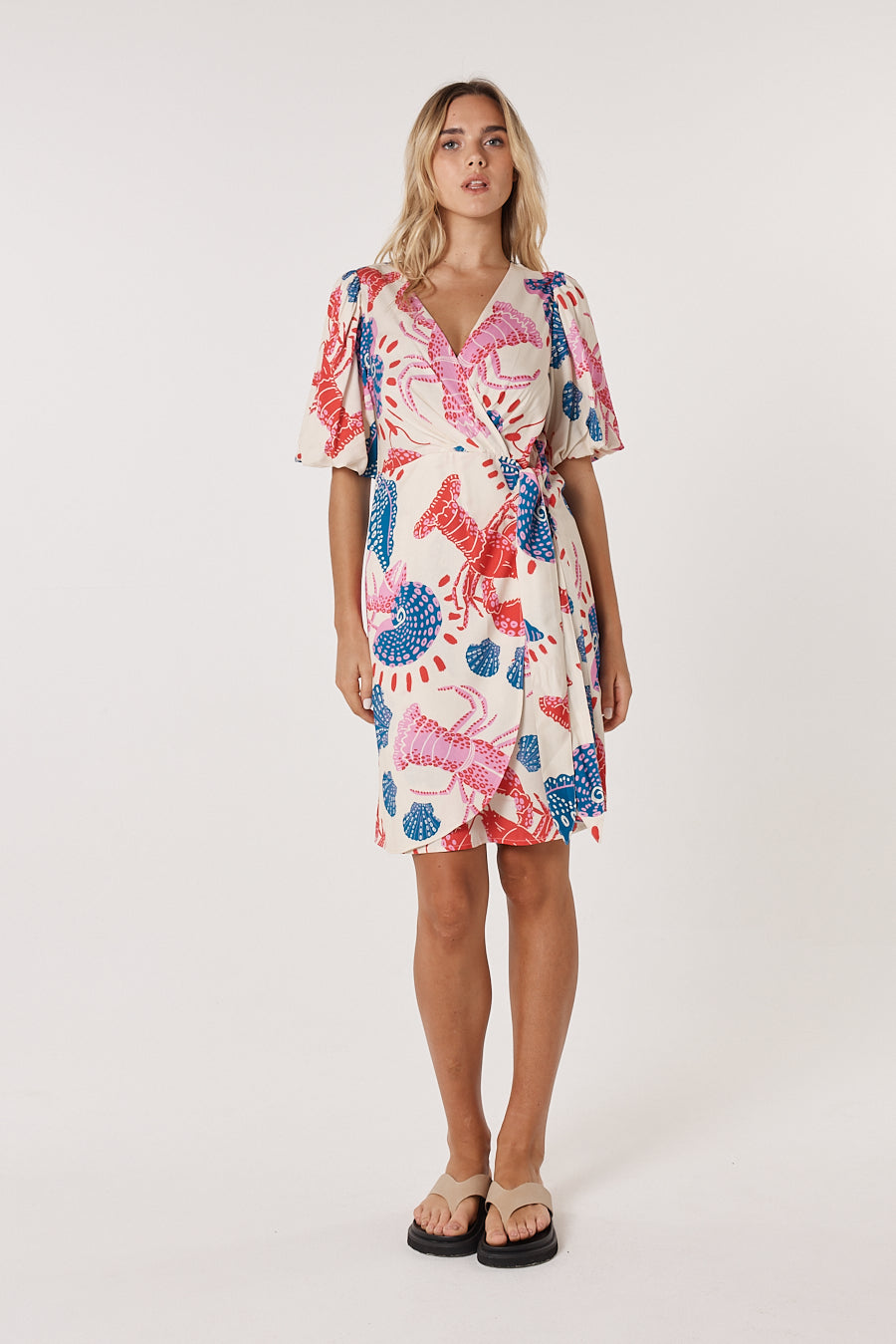 Fate+Becker Soleil Wrap Dress - Lobster