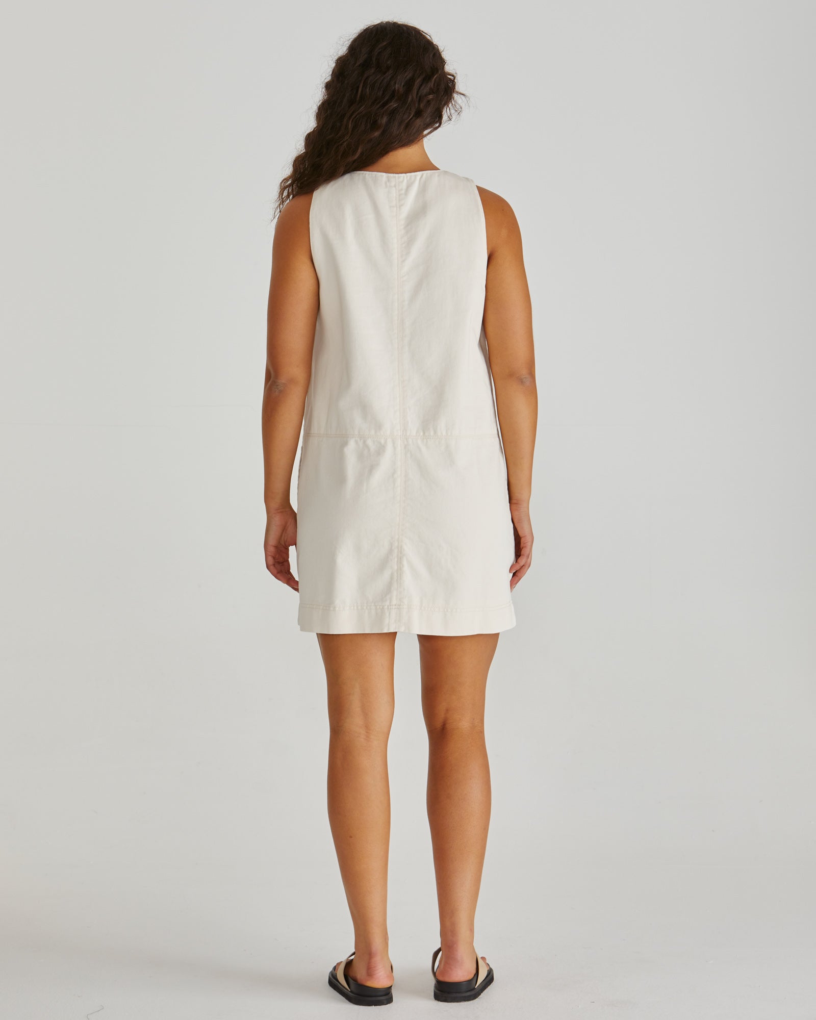 Sass Marcy Denim Shift Dress - Parchment
