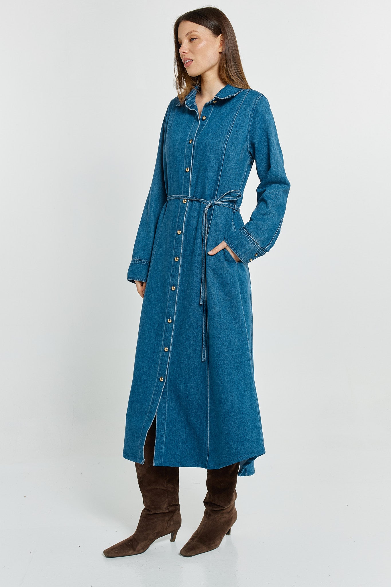 Betty Basics Nico Denim Dress - Mid Blue