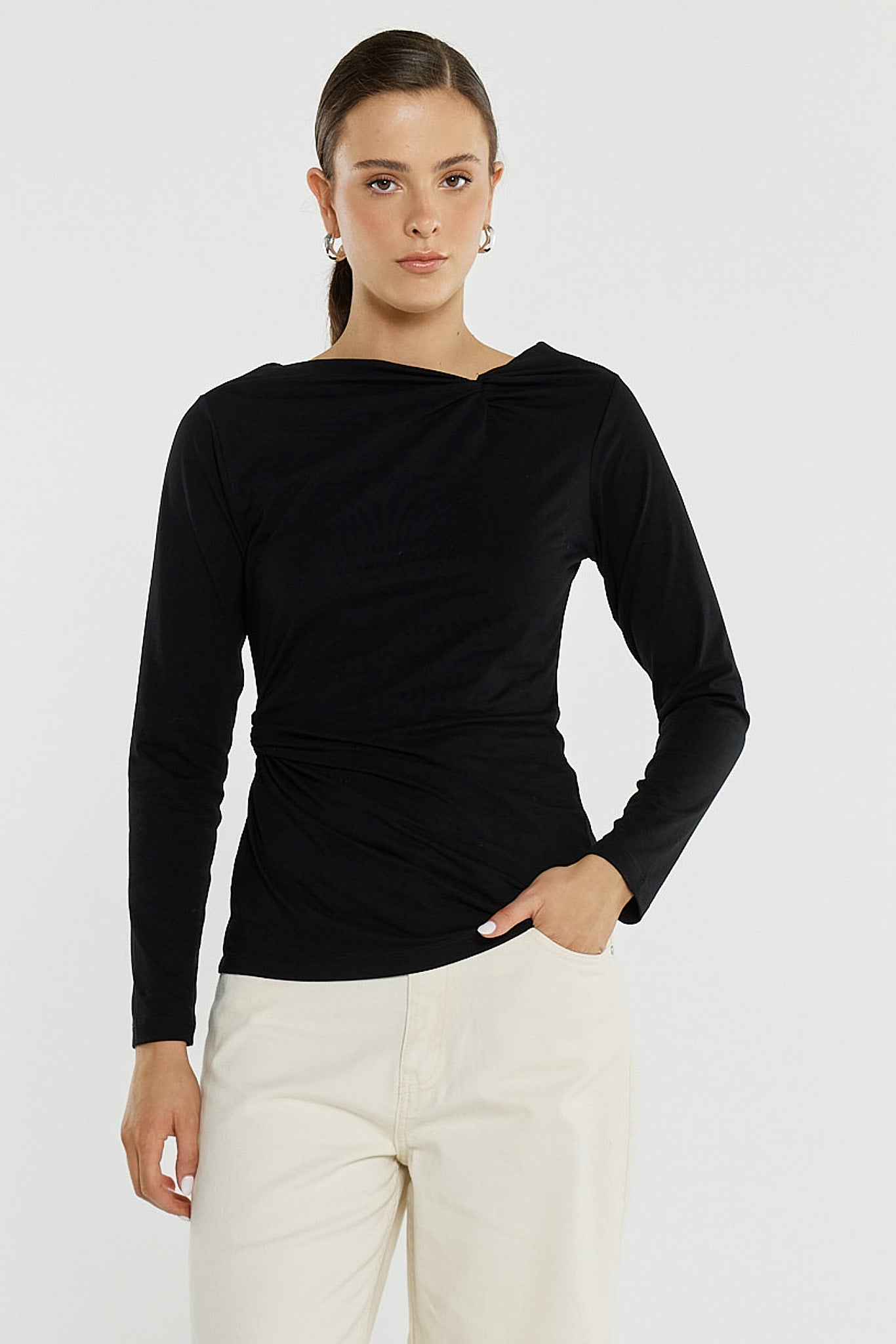Sass Sophia Twisted Top - Black
