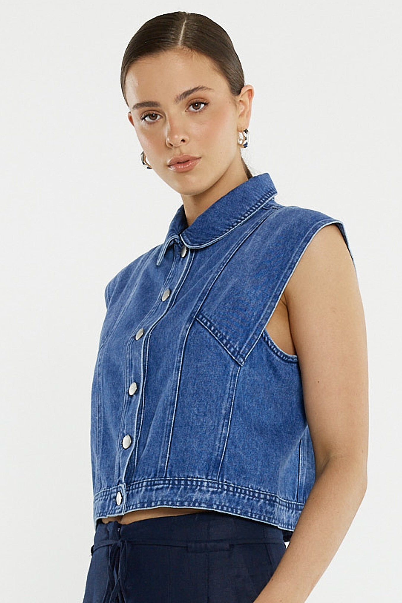 Sass Christian Denim Vest - Classic Blue