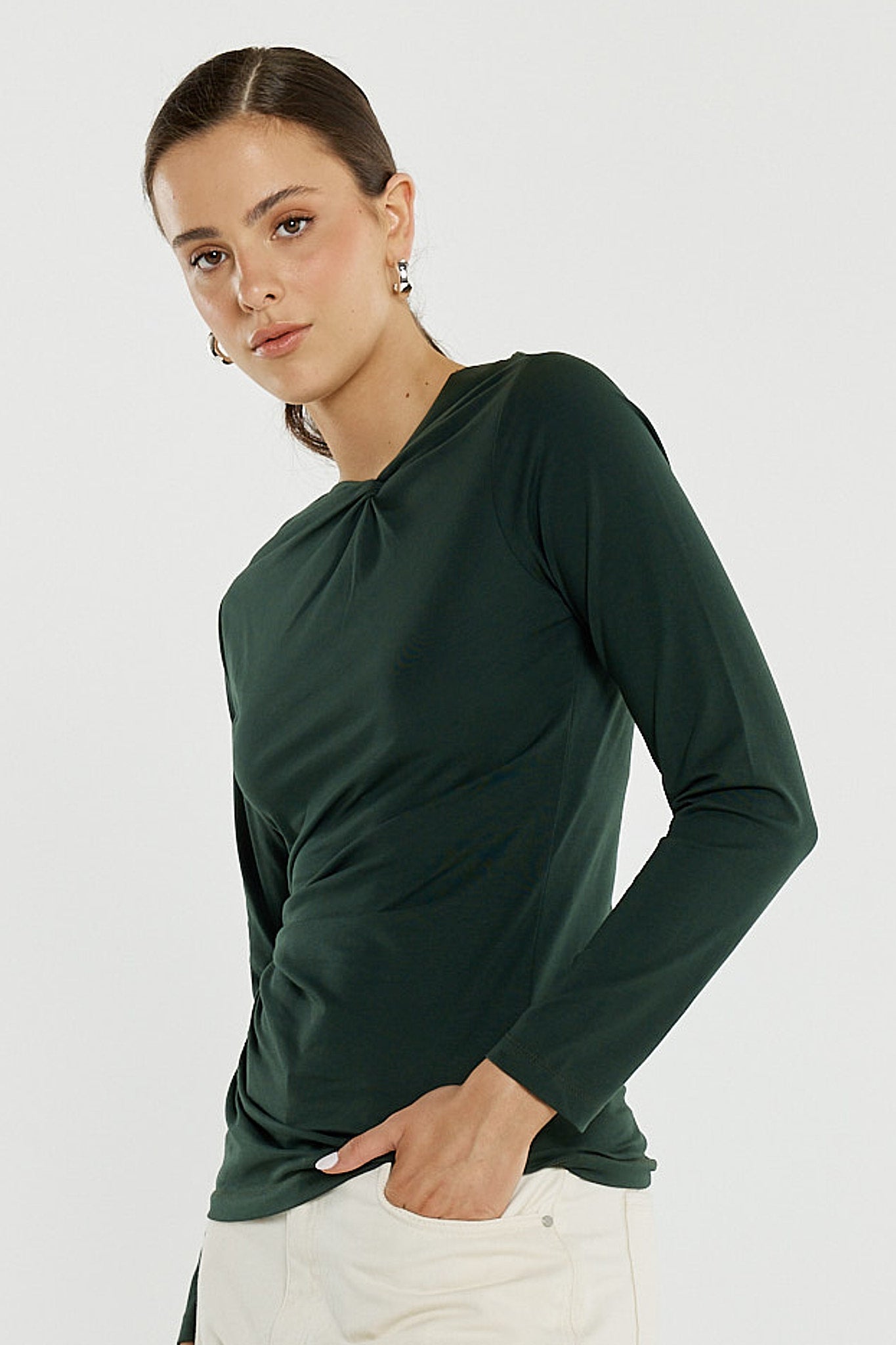 Sass Sophia Twisted Top - Bottle Green
