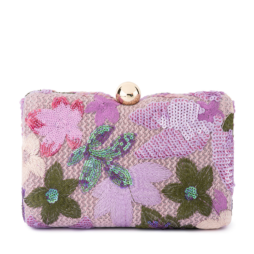 Olga Berg GRETA Floral Clutch - Lilac