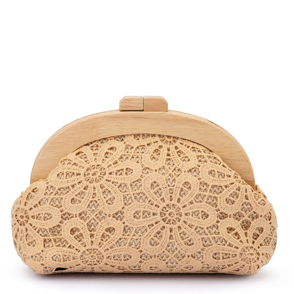 Olga Berg BONNIE Lace Clutch - Natural