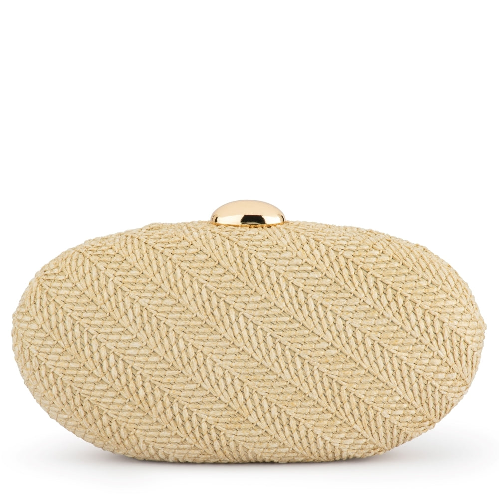 Olga Berg JOSIE Woven Clutch - Natural