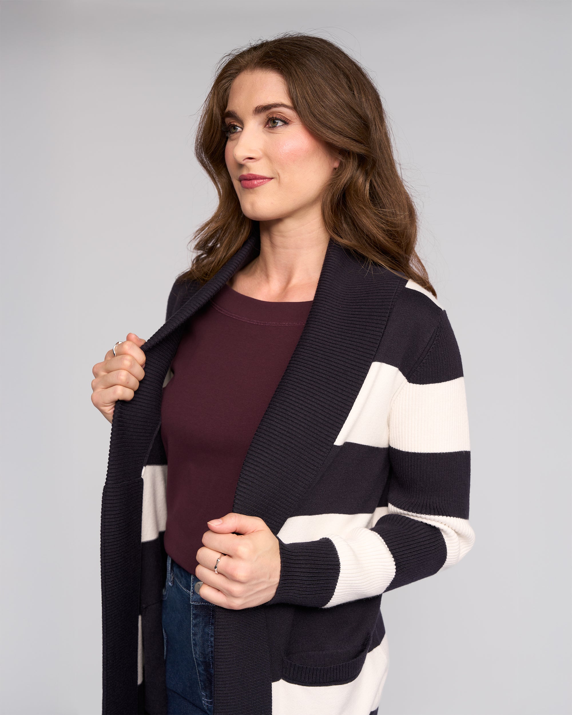 Vassalli Downtown Cardi - Ink/Winter White