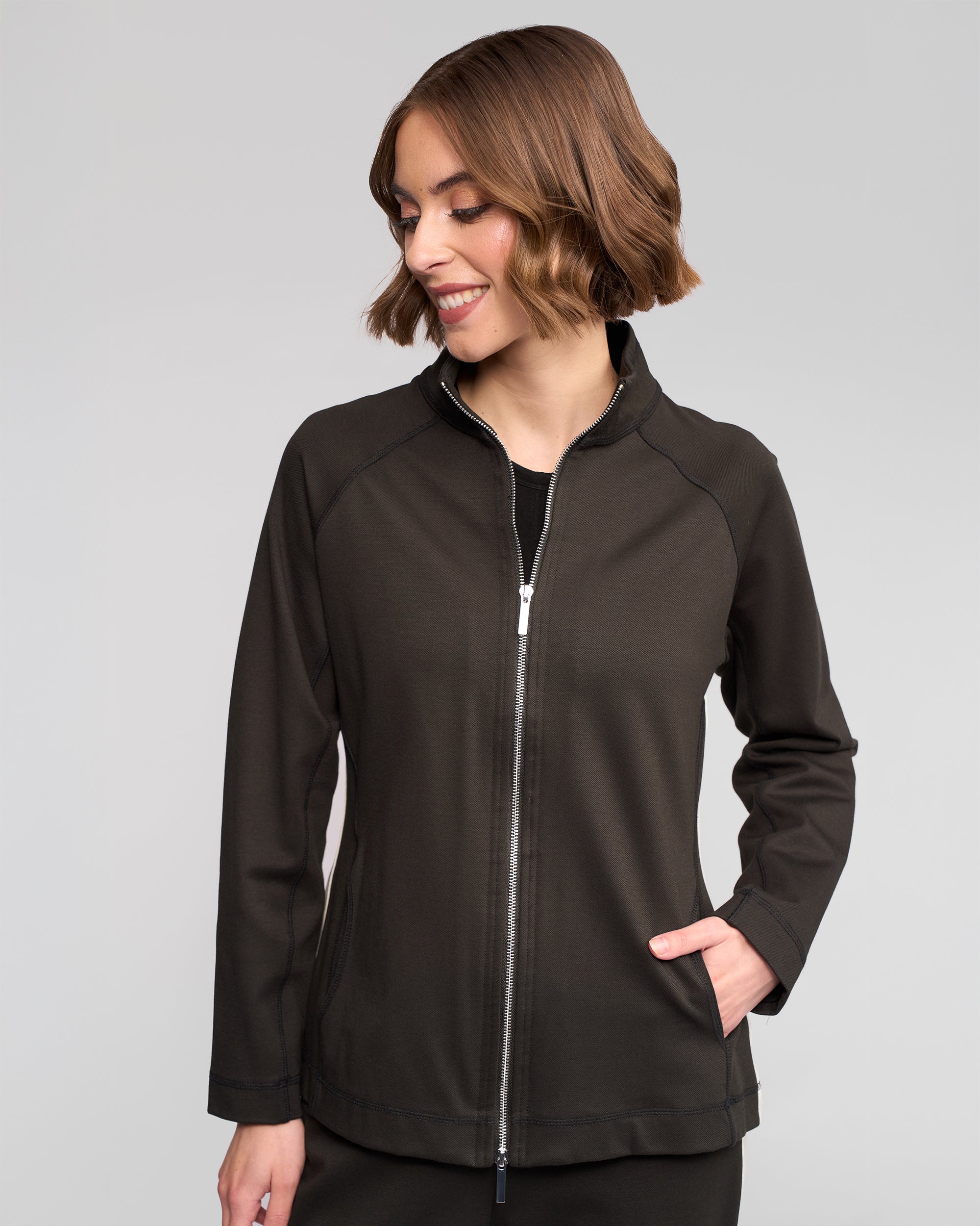 Vassalli Weekend Zip-up Top - Dark Hunter