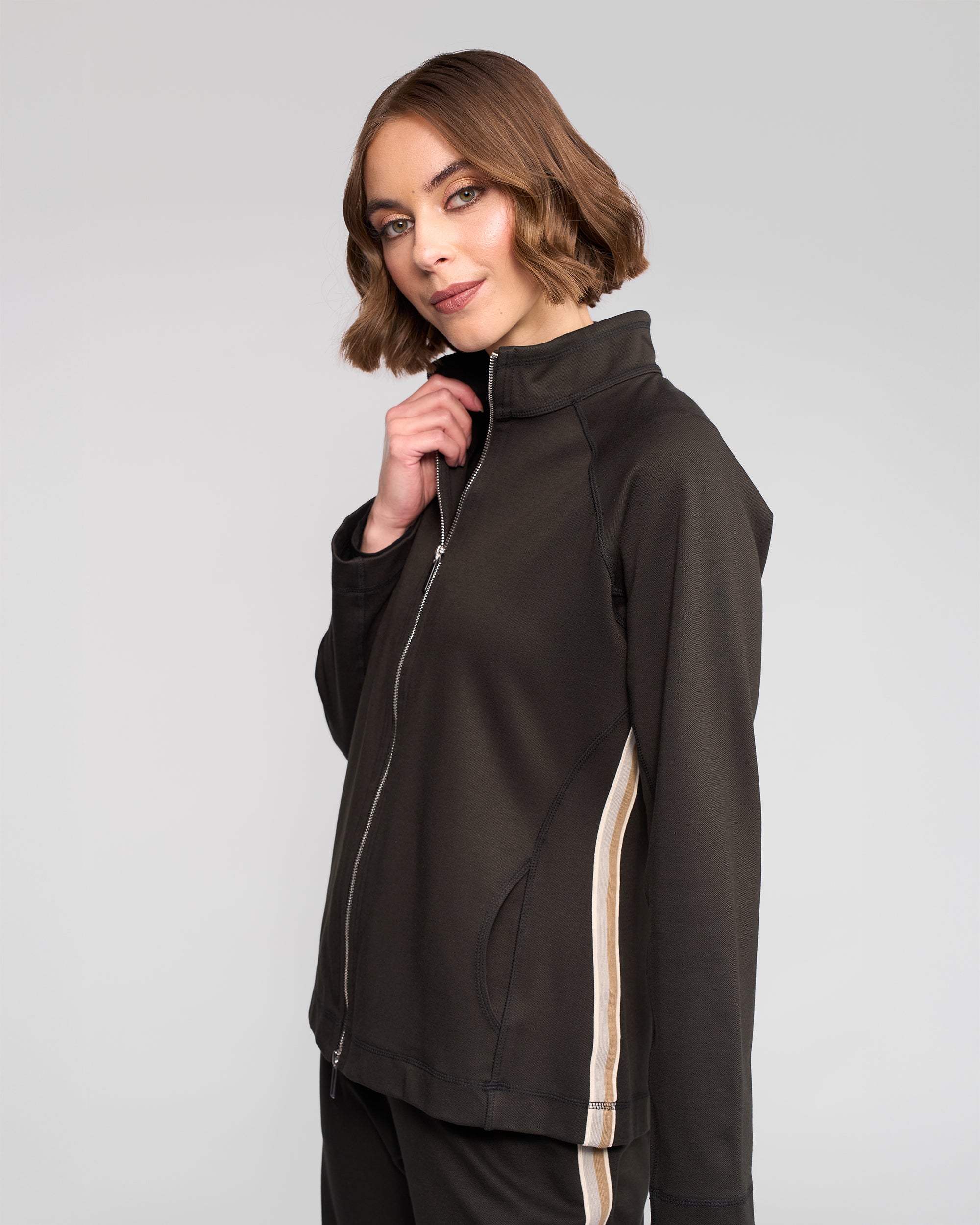 Vassalli Weekend Zip-up Top - Dark Hunter