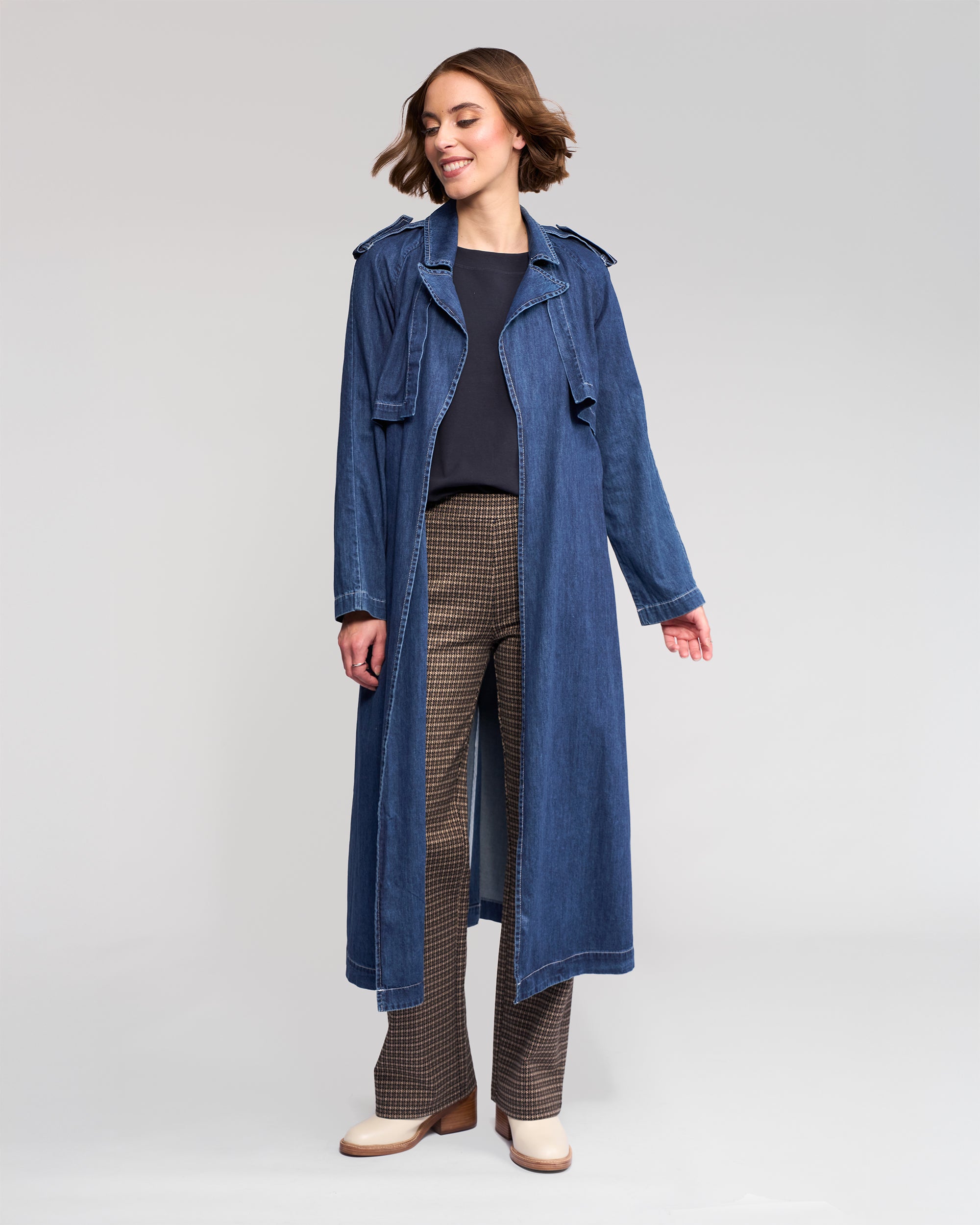 Vassalli Galaxy Denim Trench - Dark Blue